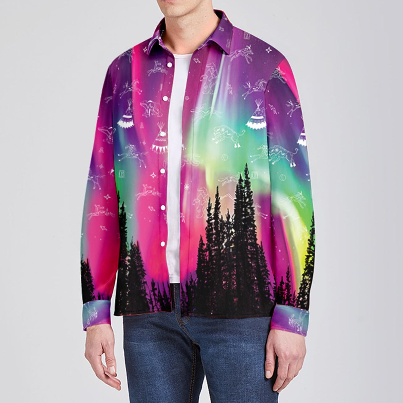 Aurora Medicine Animals 3 Men's Long Sleeve Dress Shirt