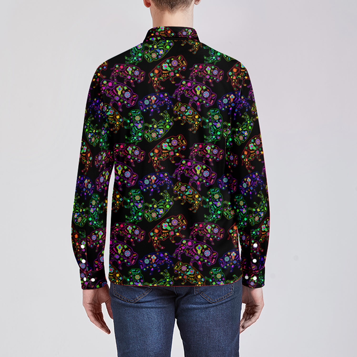 Floral Buffalo Men's Long Sleeve Dress Shirt