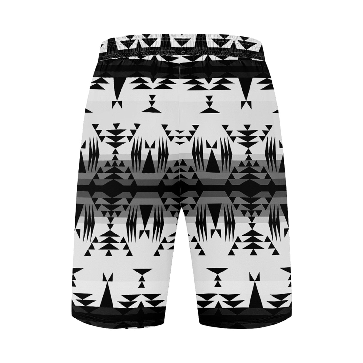 Between the Mountains White and Black Athletic Shorts with Pockets