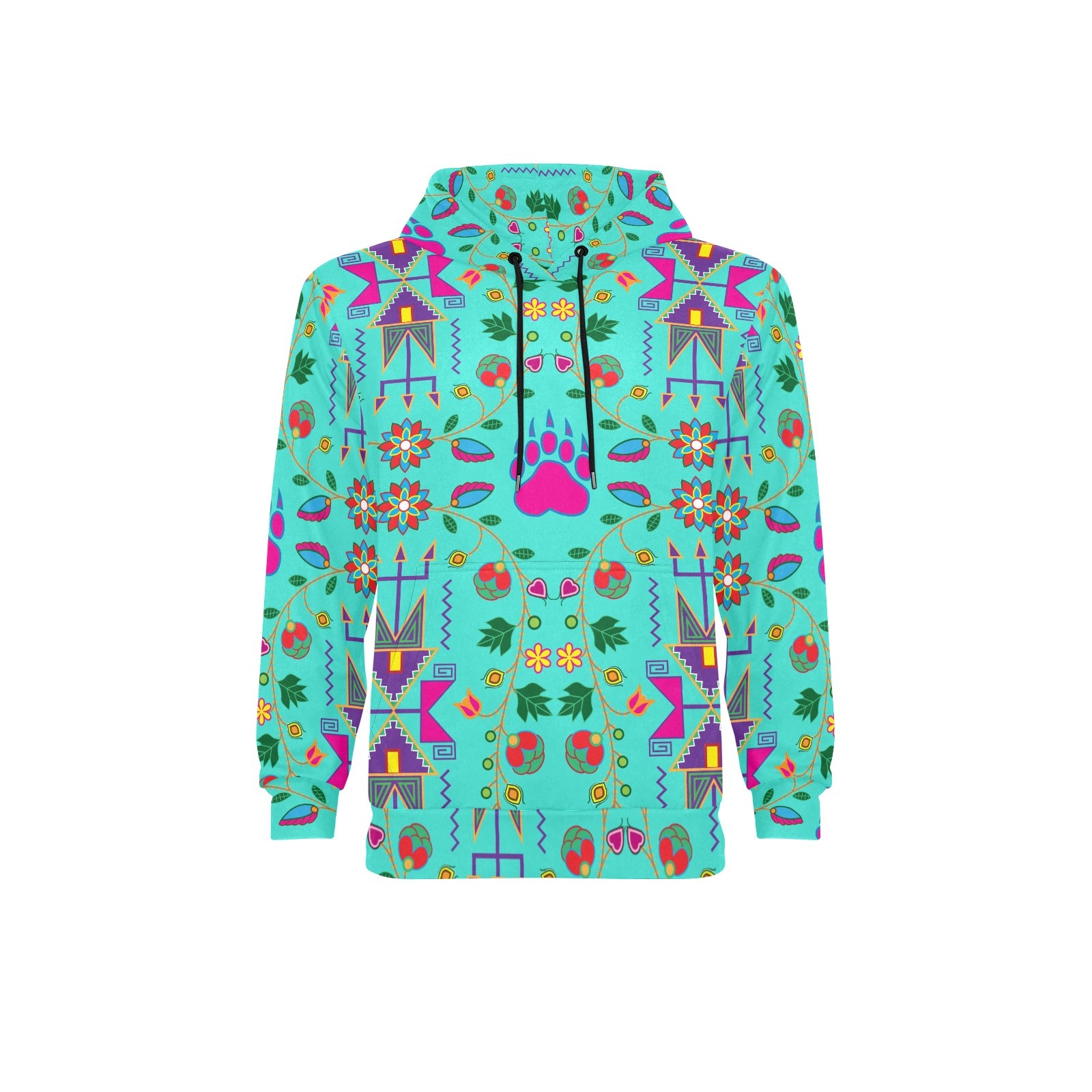 Geometric Floral Fall Sky Men's Long Sleeve Fleece Hoodie