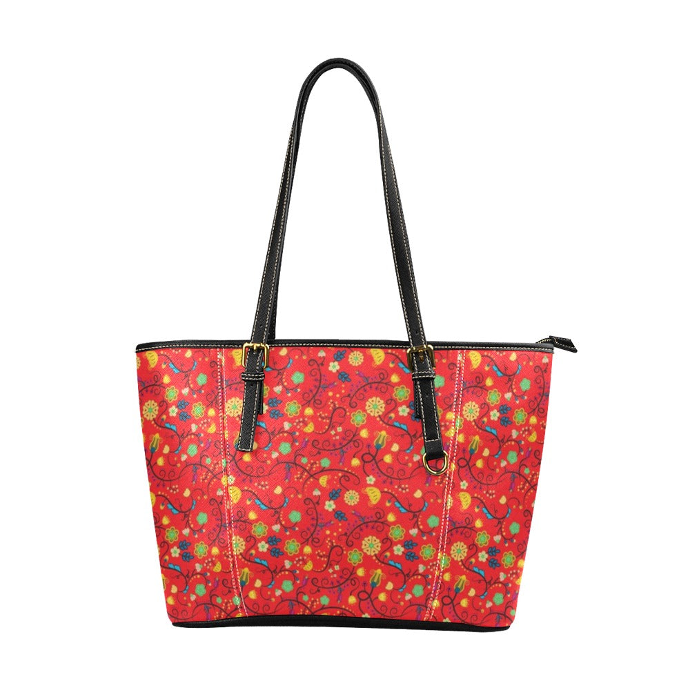Nipin Blossom Fire Leather Tote Bag/Large