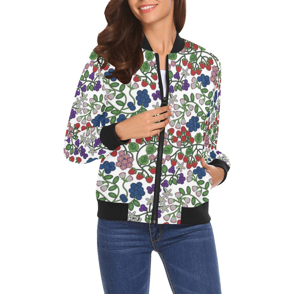 Takwakin Harvest White All Over Print Bomber Jacket for Women