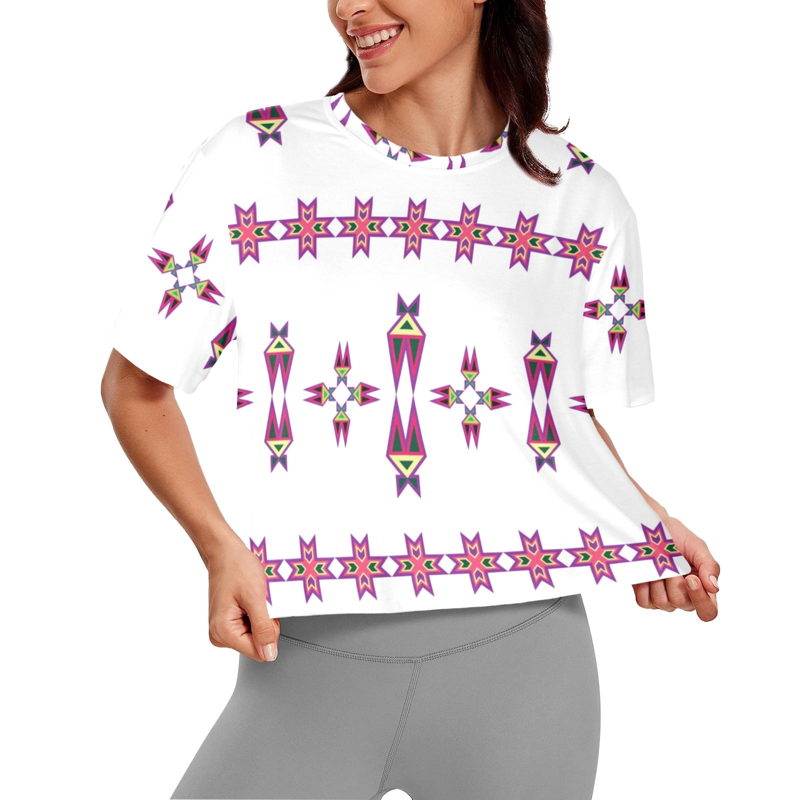 Four Directions Lodge Flurry Women's Cropped T-shirt