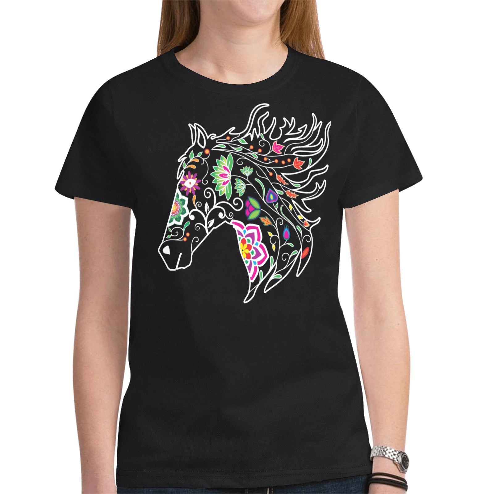 Horse Spirit Guide (Black) T-shirt for Women