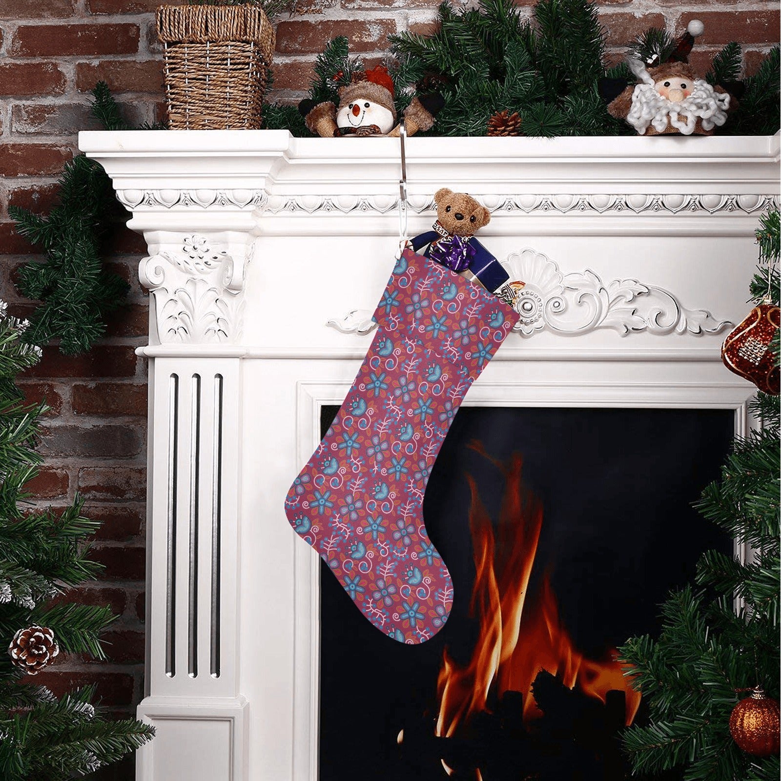 Cardinal Garden Christmas Stocking