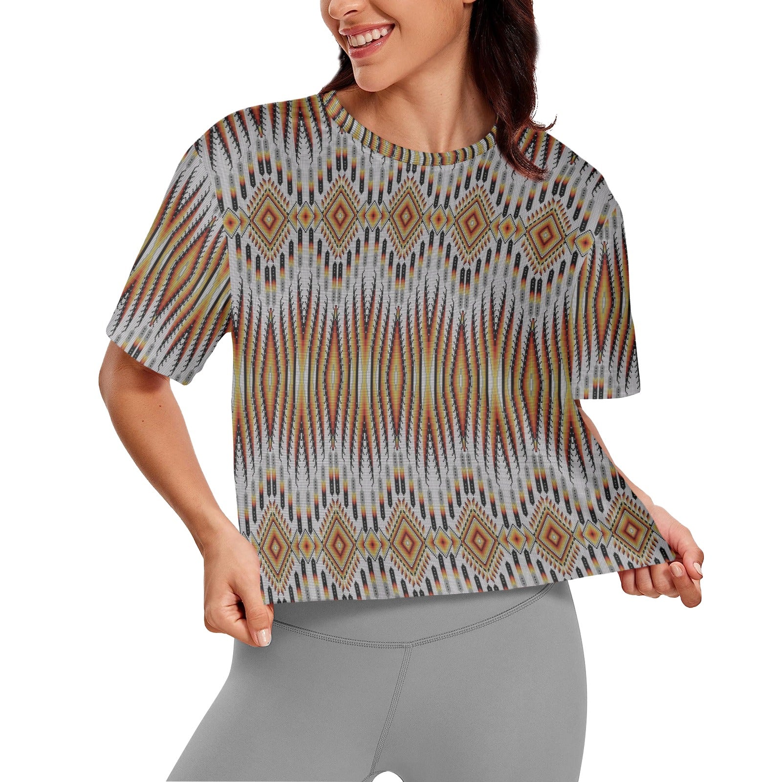 Fire Feather White Women's Cropped T-shirt