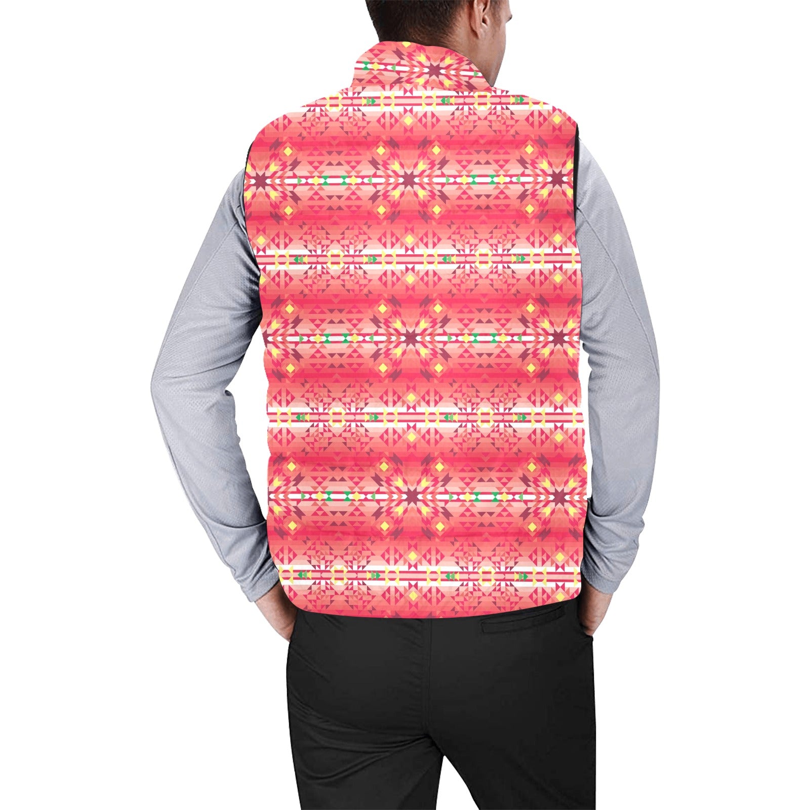 Red Pink Star Men's Padded Vest Jacket