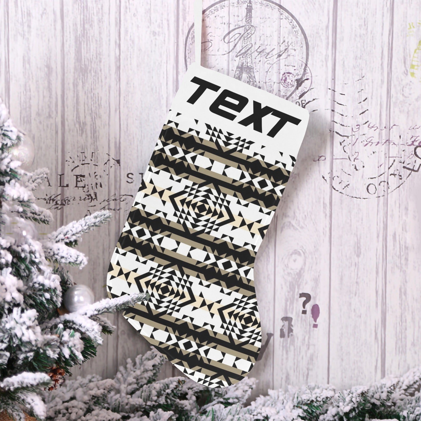 Black Rose Winter Canyon Christmas Stocking (Custom Text on The Top)