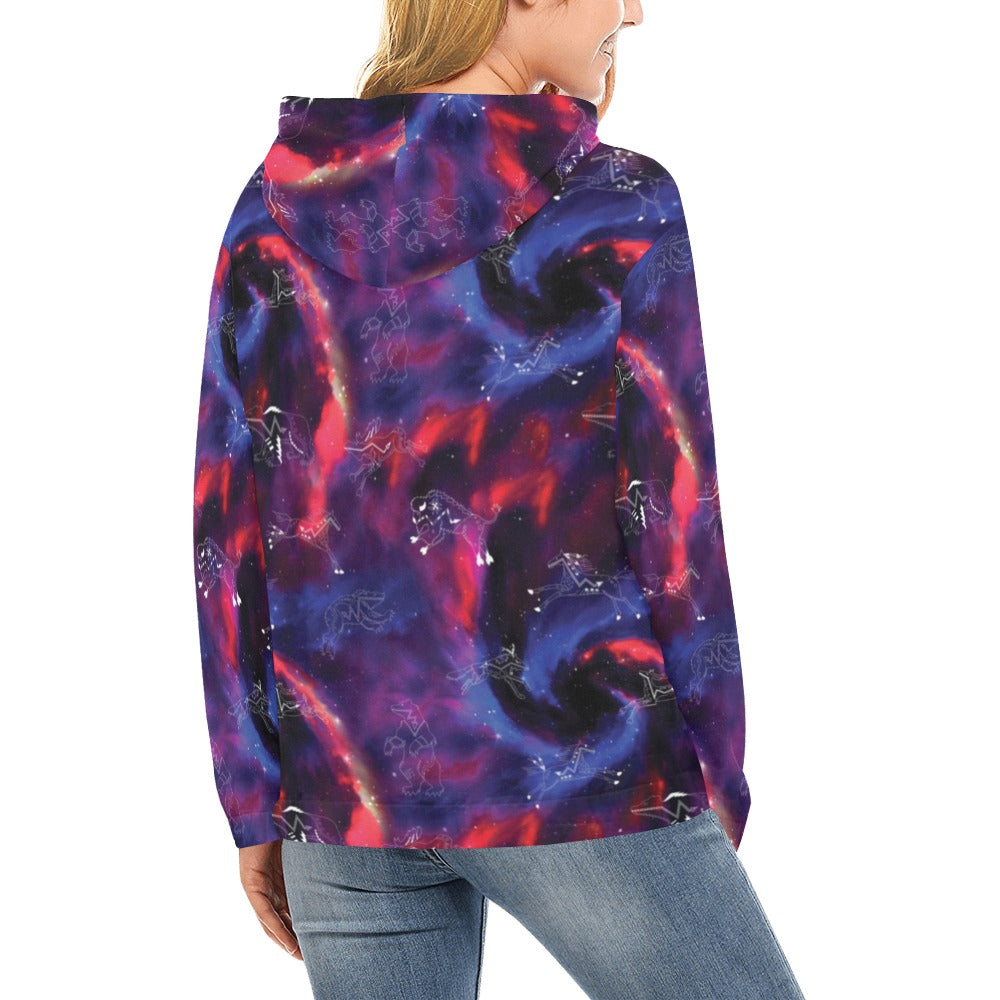 Animal Ancestors 3 Blue Pink Swirl Hoodie for Women (USA Size)