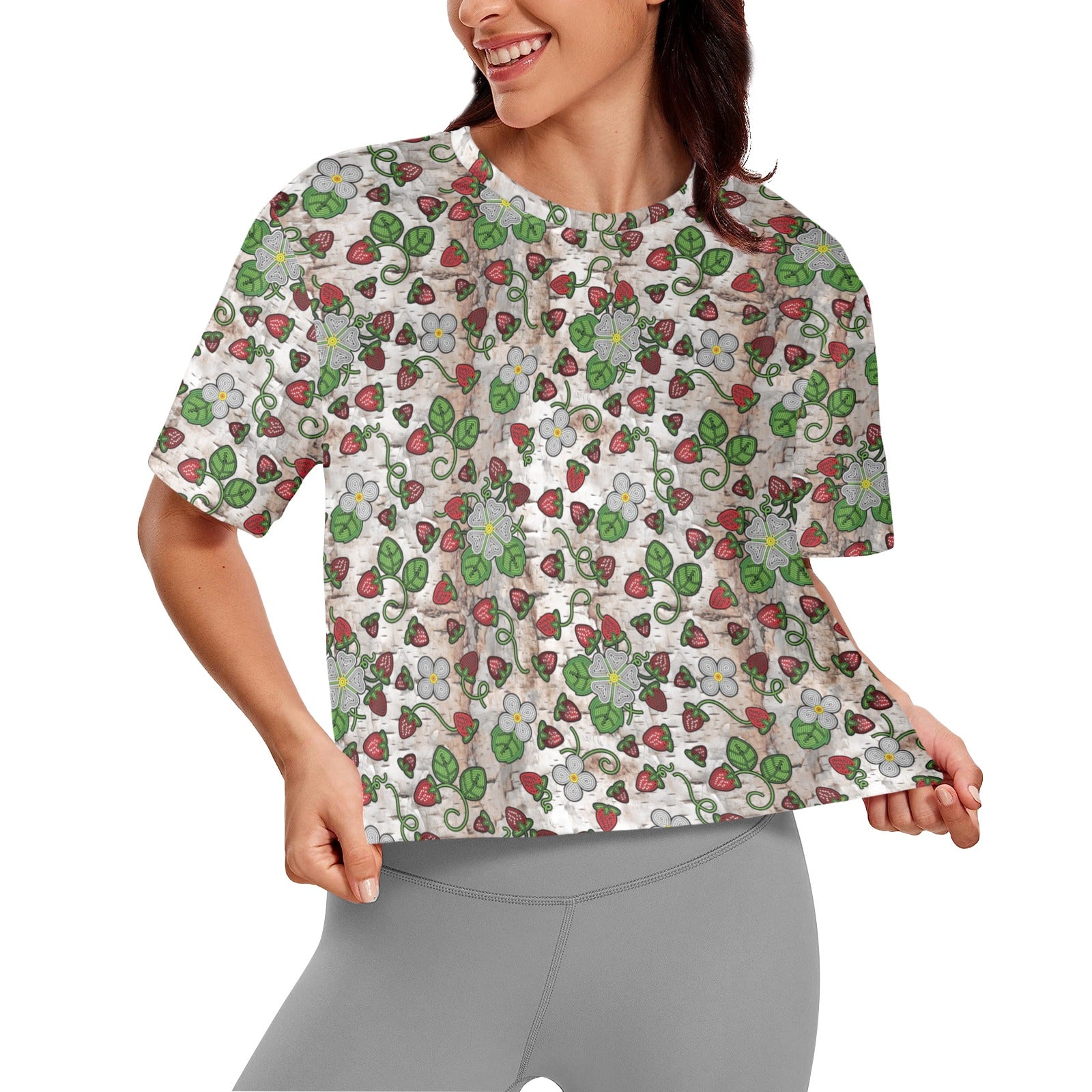 Strawberry Dreams Br Bark Women's Cropped T-shirt