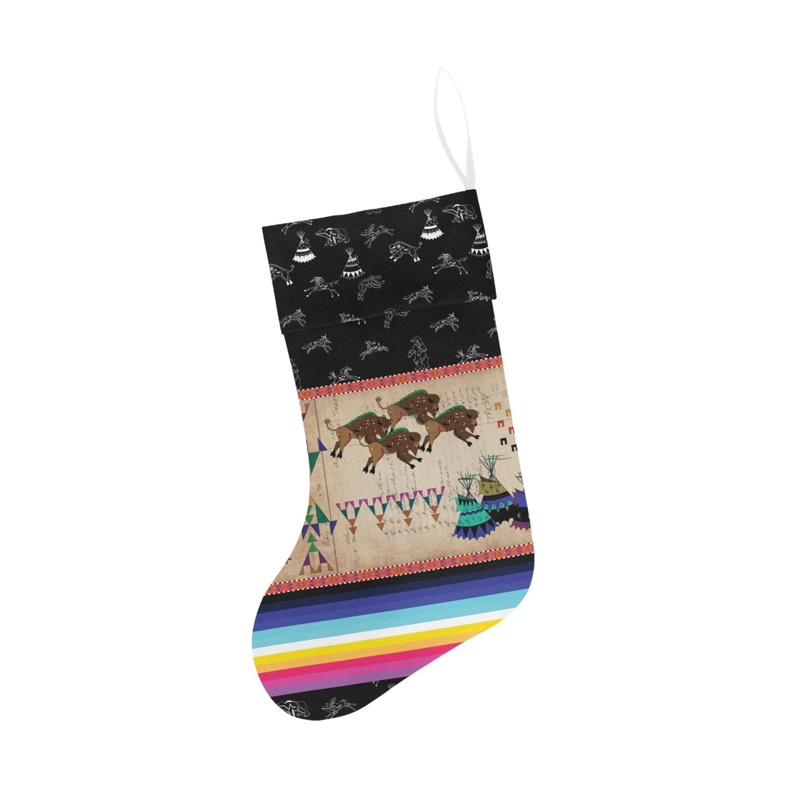 Buffalos Running Black Sky Christmas Stocking