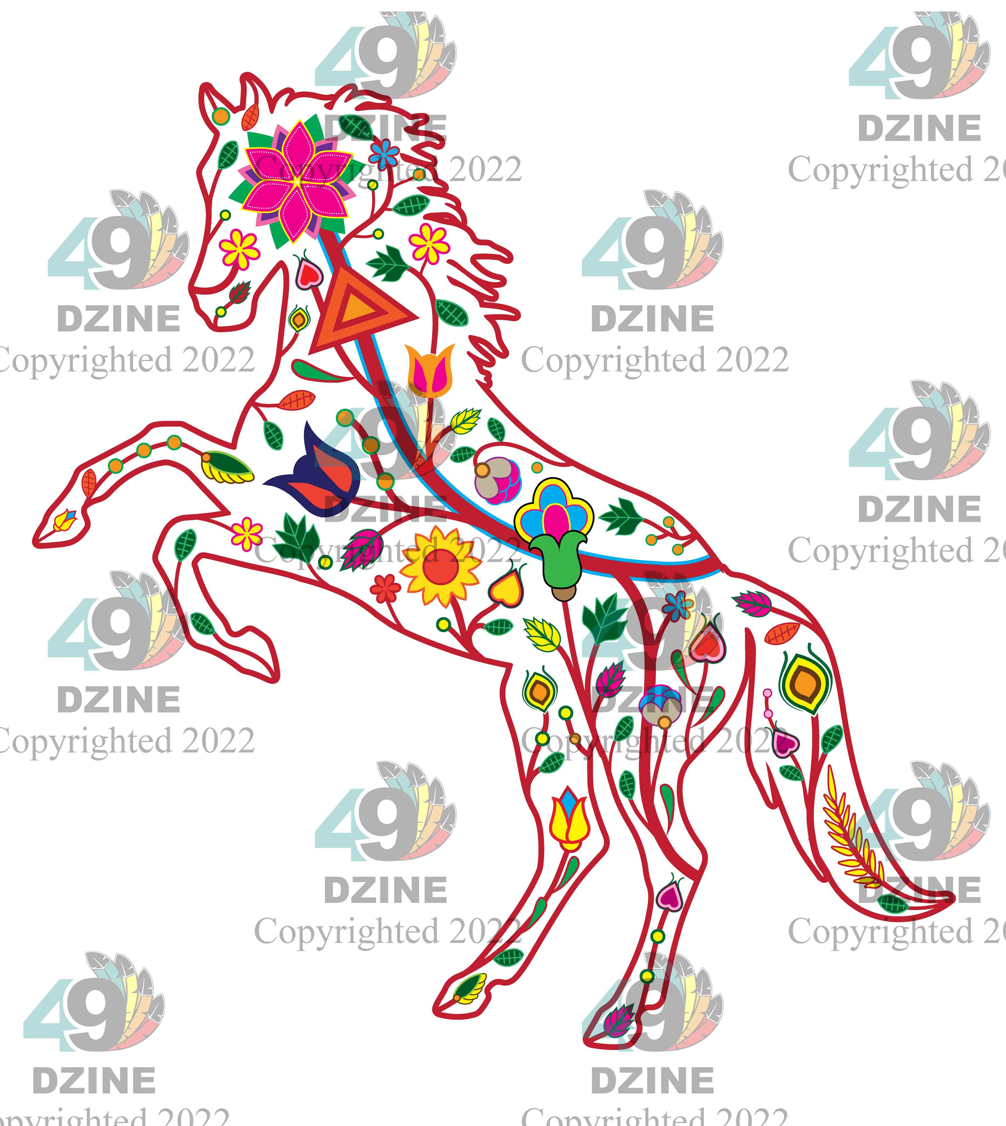 11-inch Animal Floral Transfer Transfers 49 Dzine Floral Horse 
