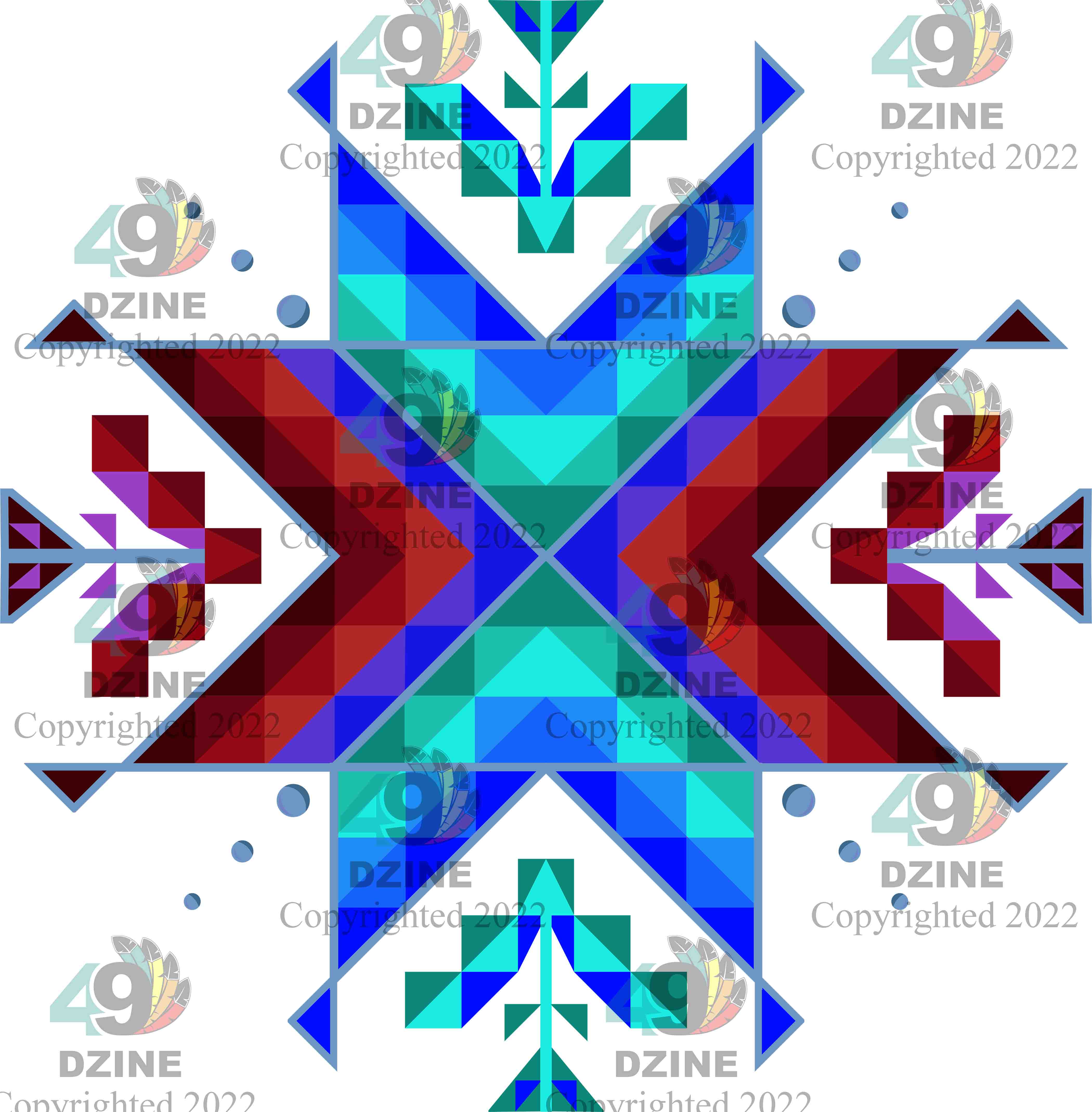 11-inch Geometric Transfer Dream of the Ancestors Transfers 49 Dzine Dream of the Ancestors Blue 
