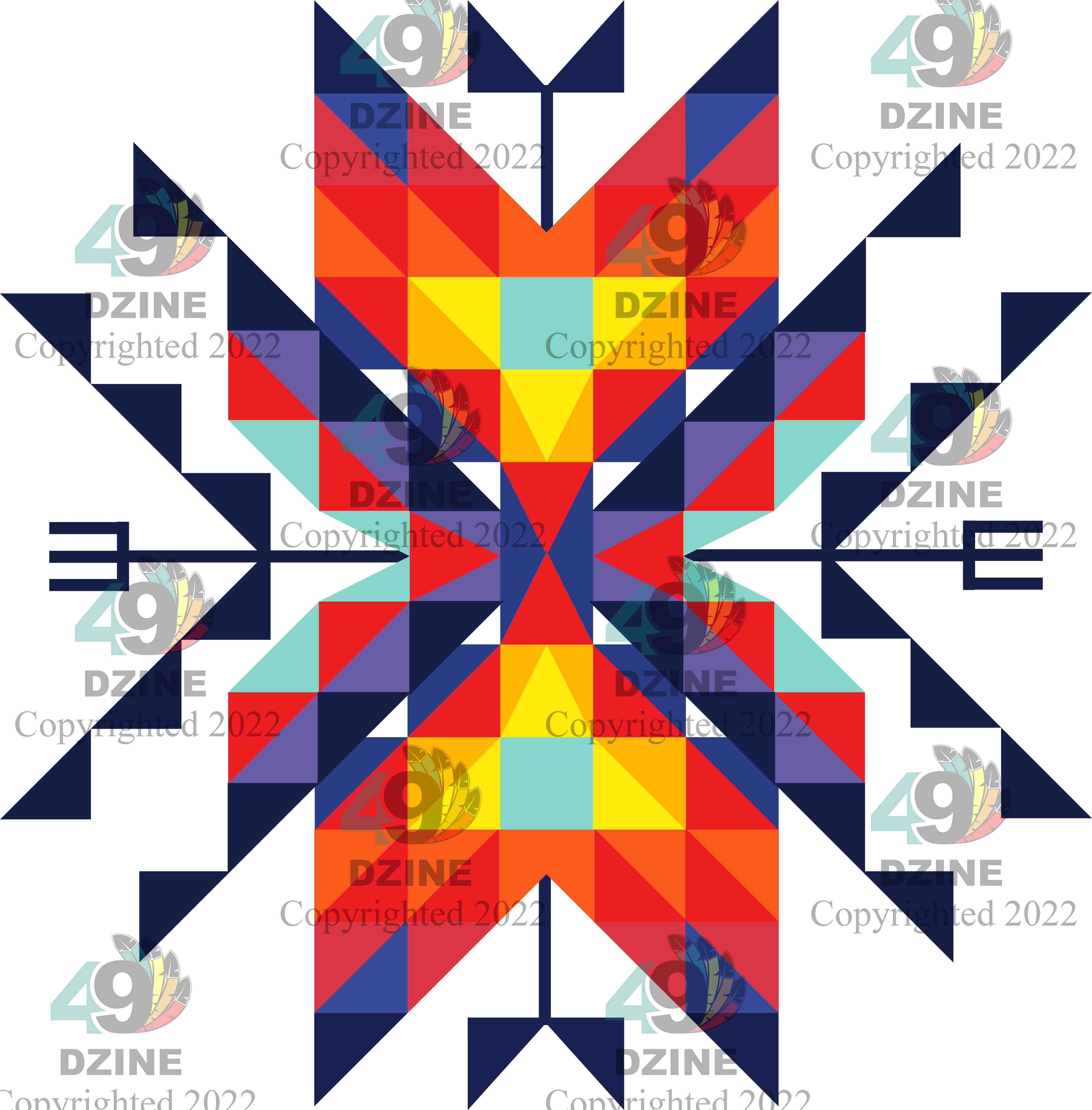 11-inch Geometric Transfer Medicine Lodge Transfers 49 Dzine Medicine Lodge Navy
