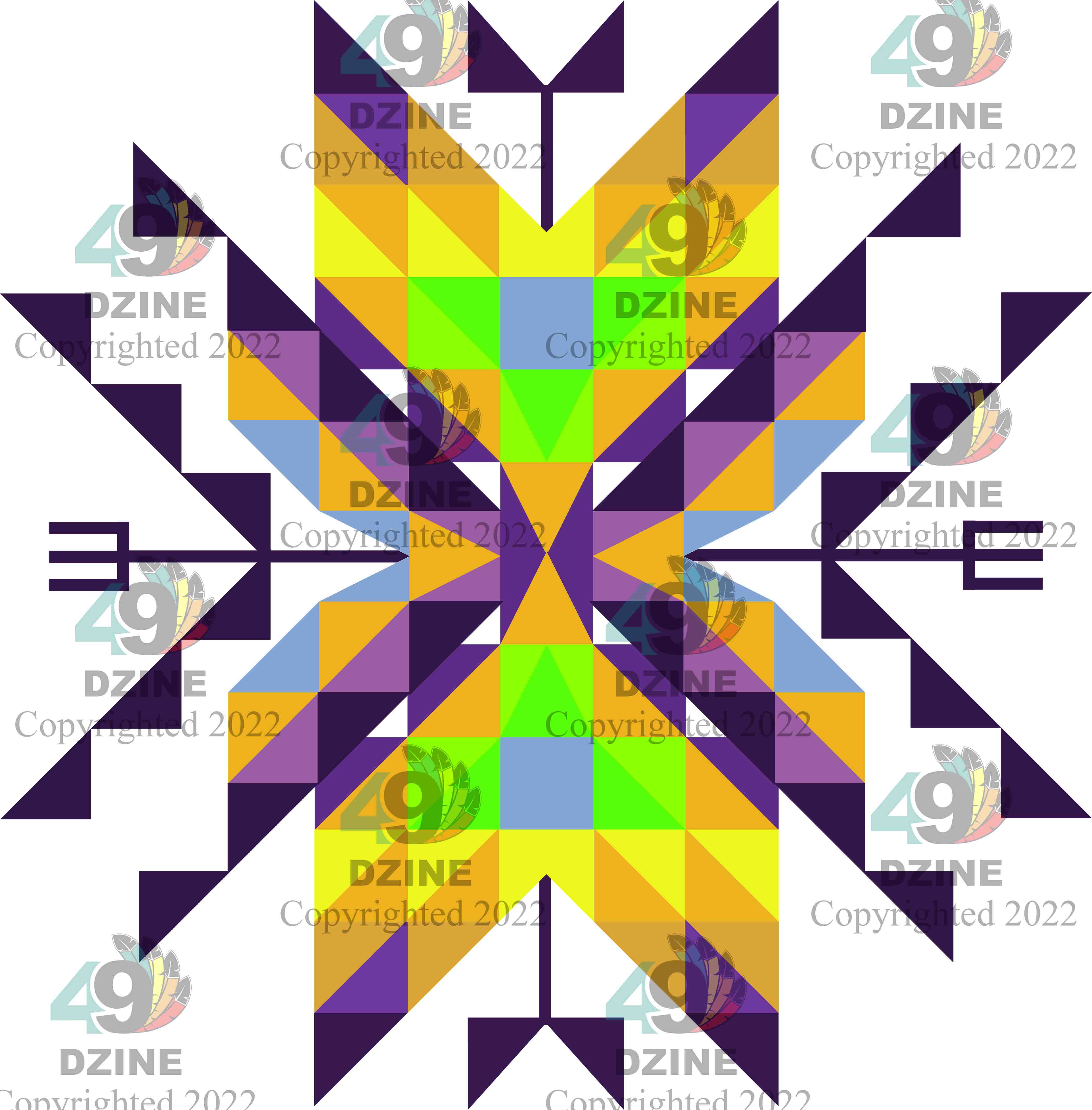 11-inch Geometric Transfer Medicine Lodge Transfers 49 Dzine Medicine Lodge Orange Yellow