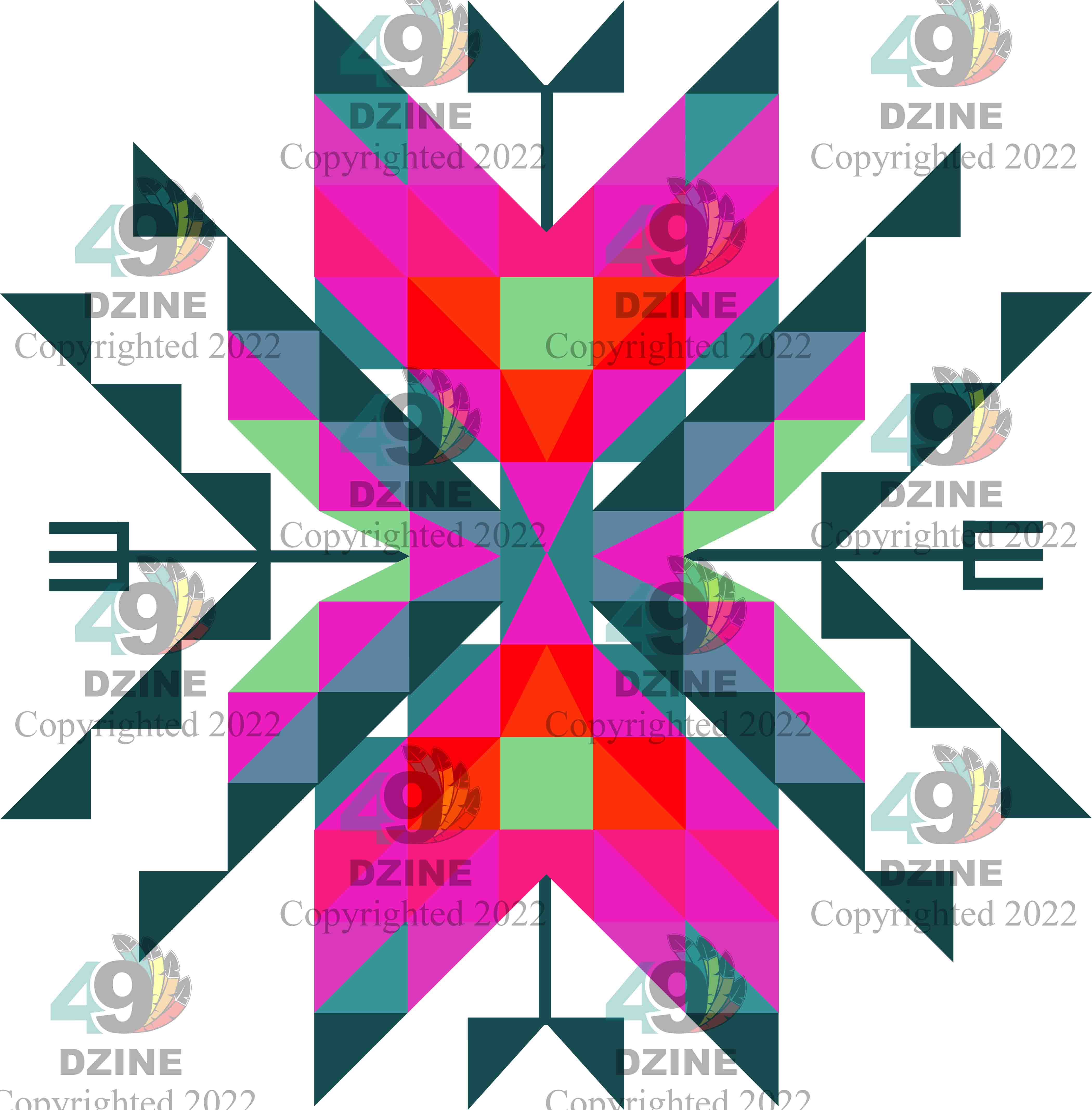 11-inch Geometric Transfer Medicine Lodge Transfers 49 Dzine Medicine Lodge Teal