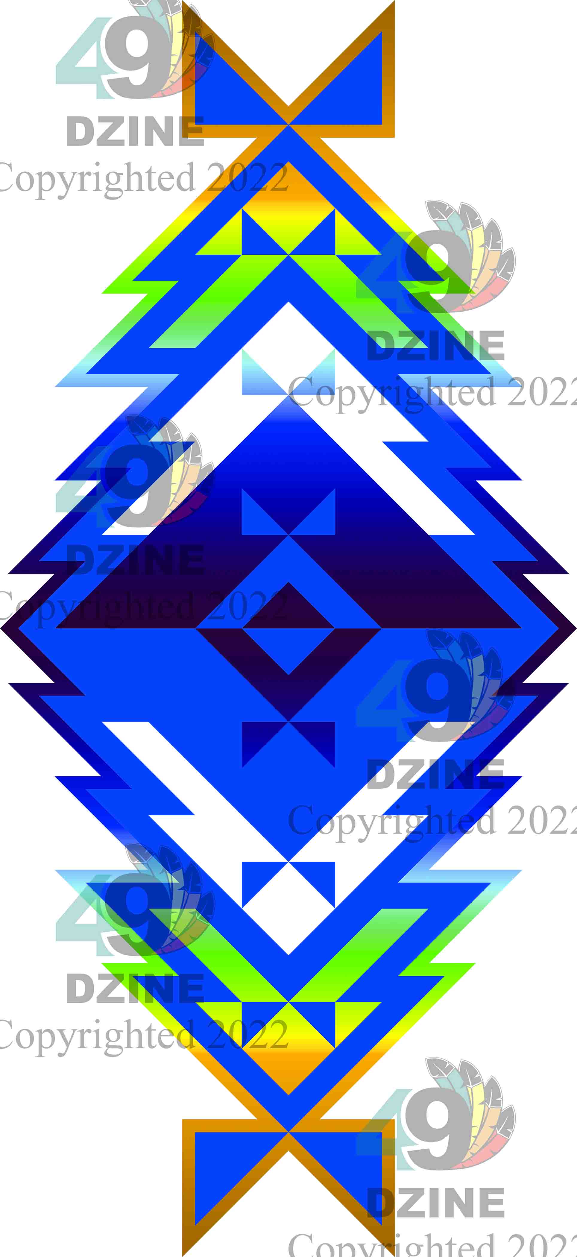 11-inch Geometric Transfer Meta Tipi Transfers 49 Dzine Meta Tipi Blue