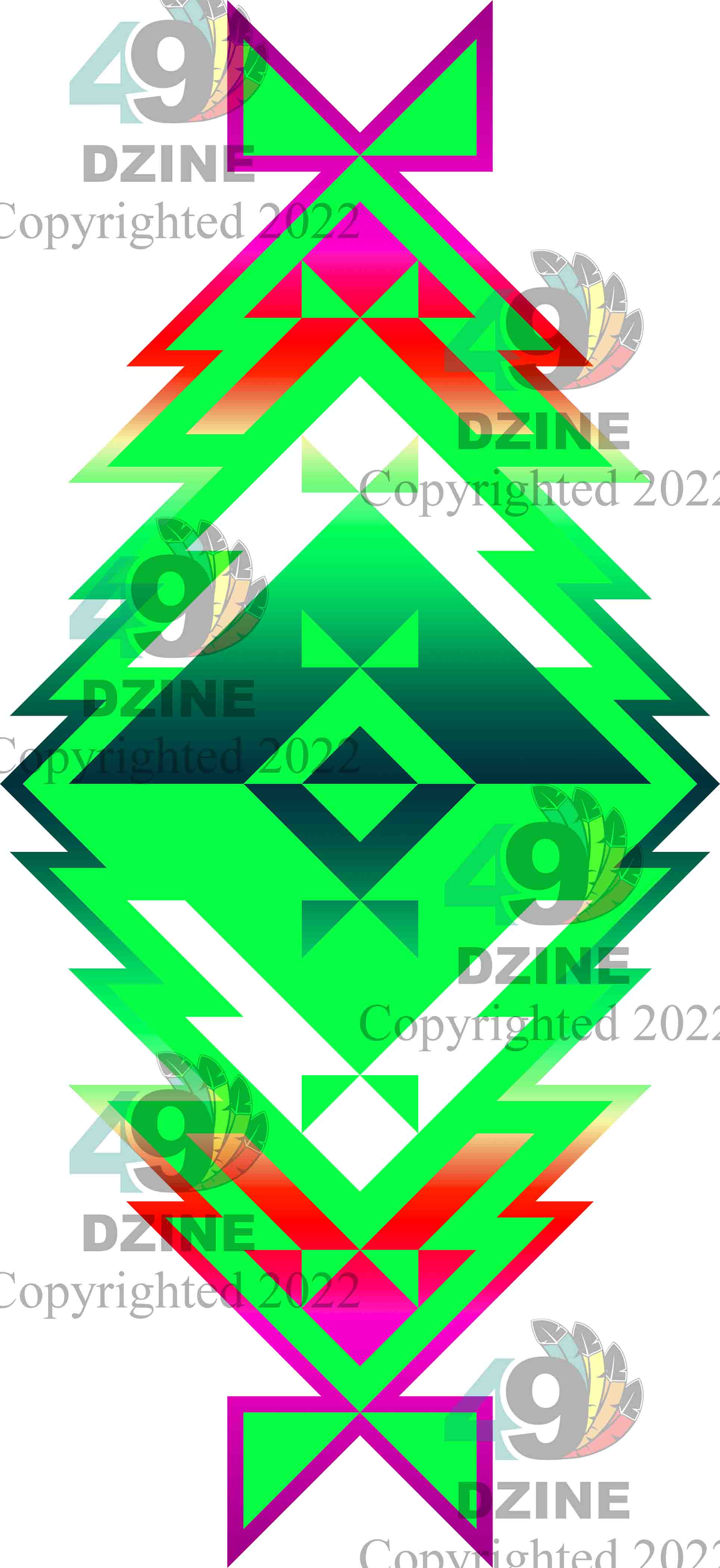 11-inch Geometric Transfer Meta Tipi Transfers 49 Dzine Meta Tipi Green