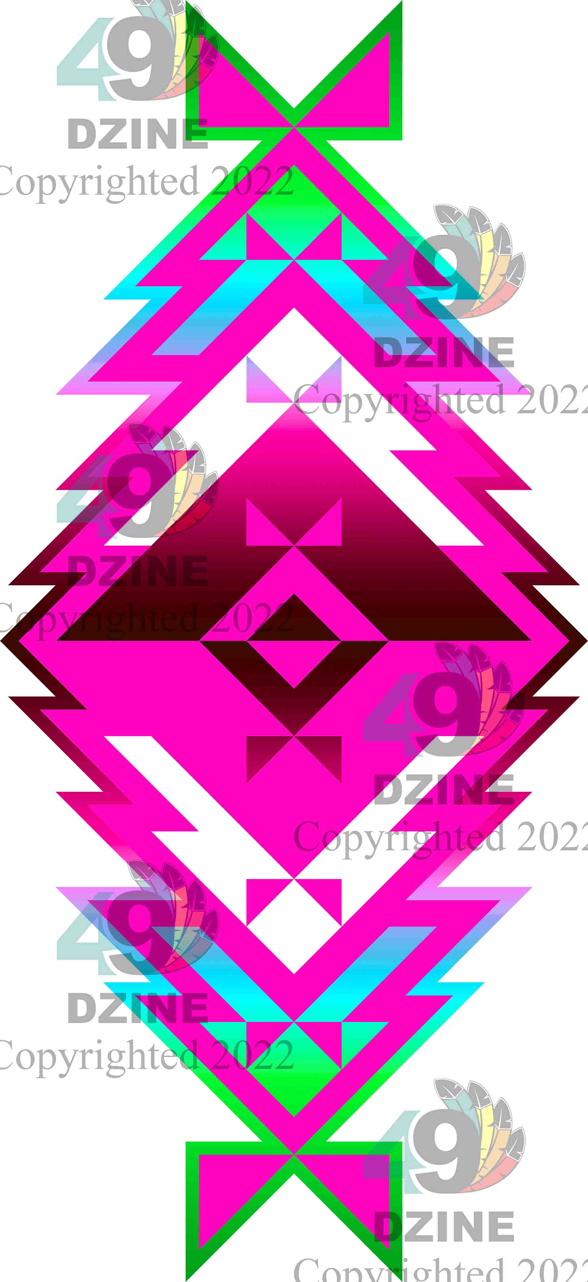 11-inch Geometric Transfer Meta Tipi Transfers 49 Dzine Meta Tipi Pink