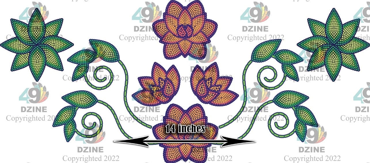 14-inch Floral Transfer - Beaded Florals Blossom Transfers 49 Dzine 