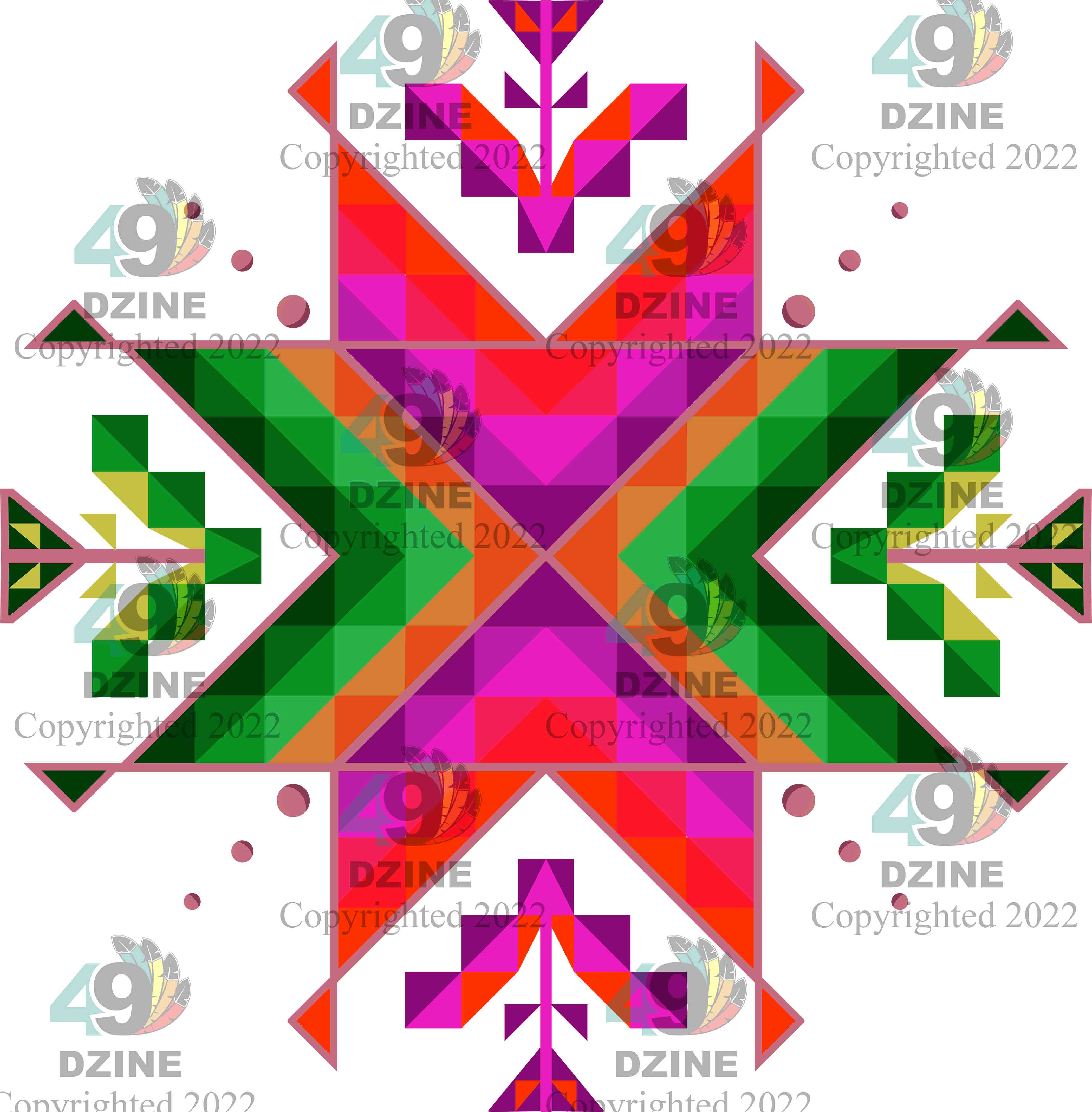 14-inch Geometric Transfer Dream of the Ancestors Transfers 49 Dzine Dream of the Ancestors Scarlet