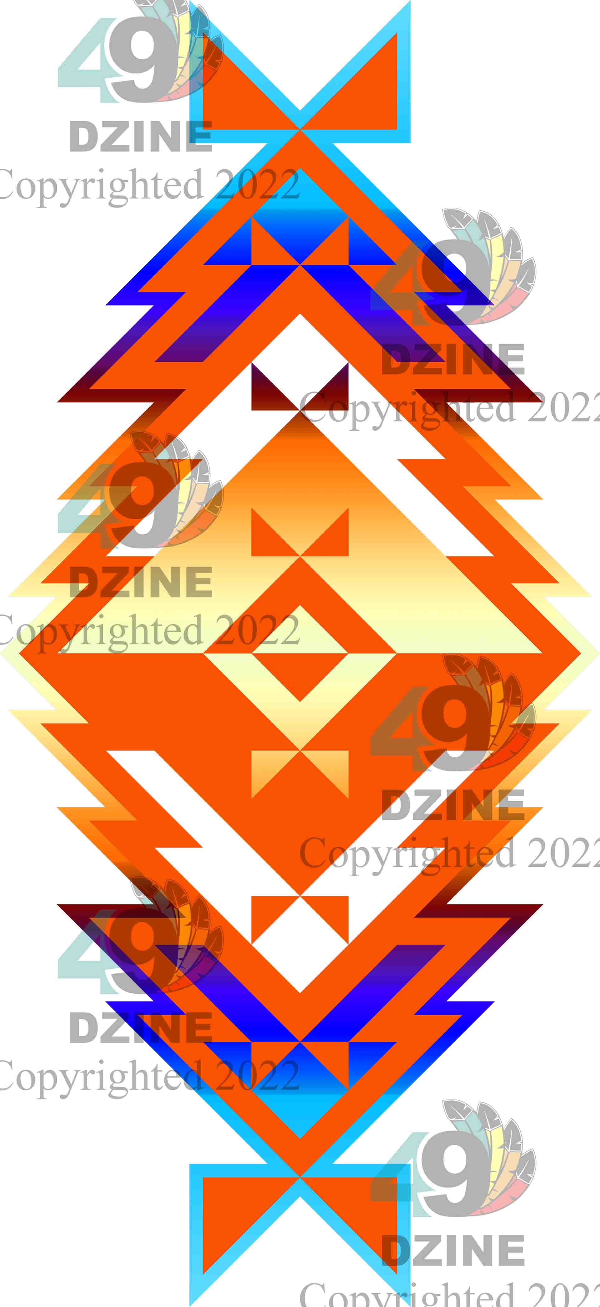 14-inch Geometric Transfer Meta Tipi Transfers 49 Dzine Meta Tipi Orange