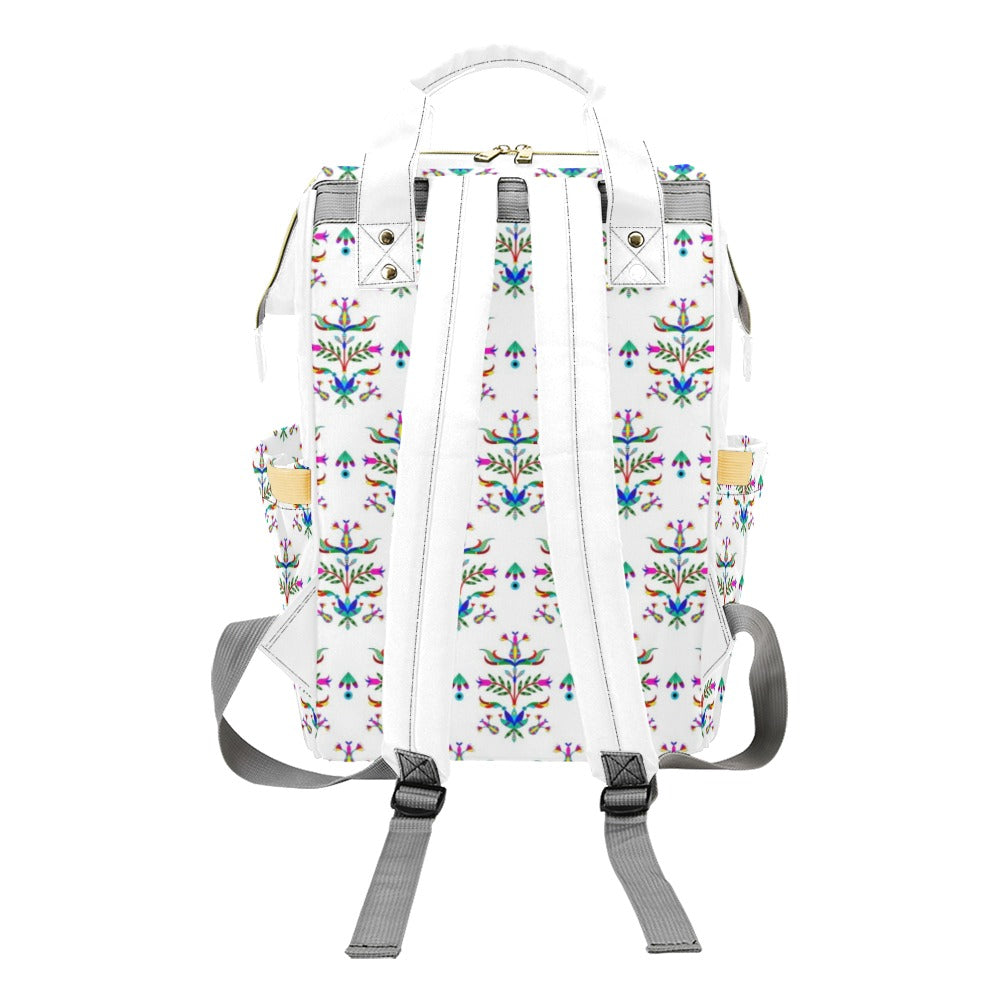 Dakota Damask White Multi-Function Diaper Backpack/Diaper Bag