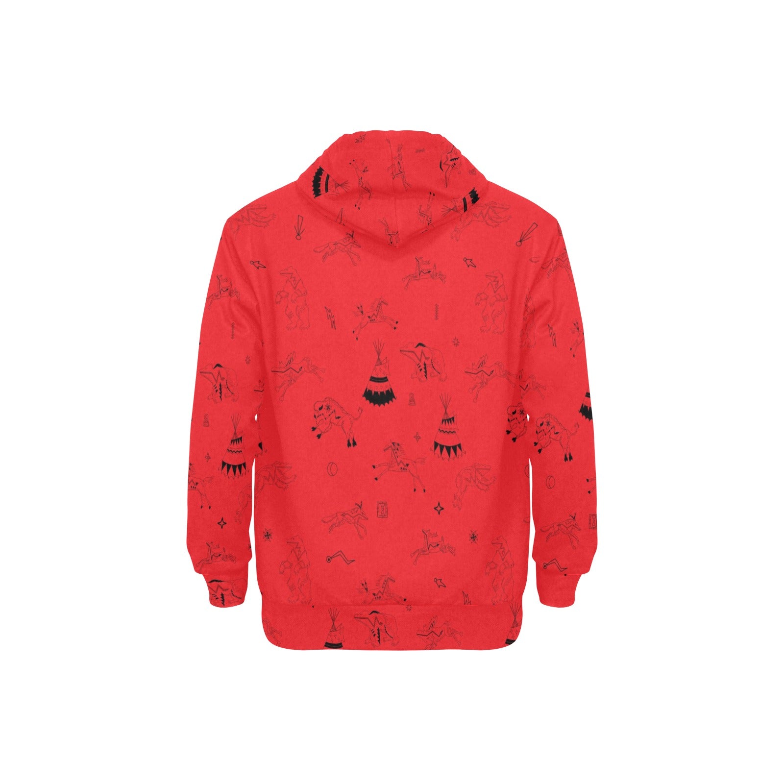 Ledger Dabbles Red Men's Long Sleeve Fleece Hoodie