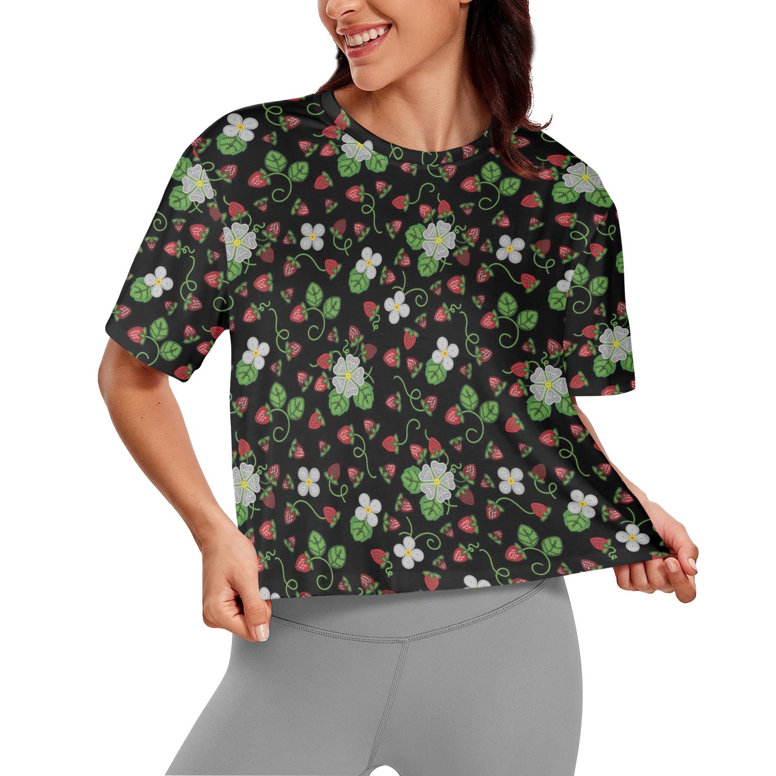 Strawberry Dreams Midnight Women's Cropped T-shirt