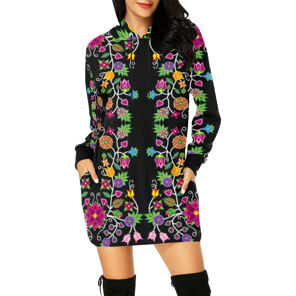 Floral Beadwork Hoodie Dress