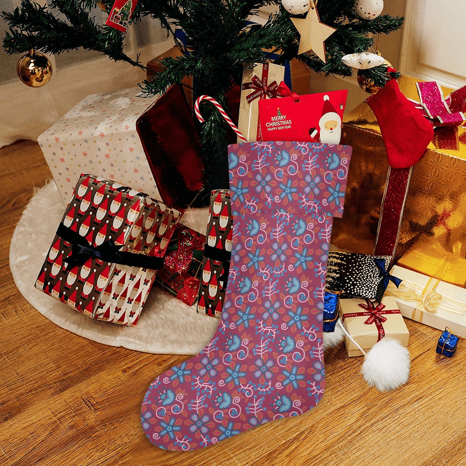 Cardinal Garden Christmas Stocking