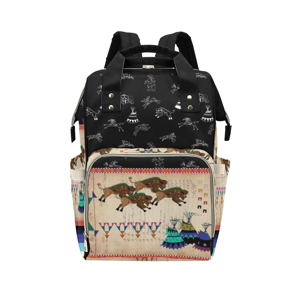 Indigenous Paisley - Dark Sea Multi-Function Diaper Backpack