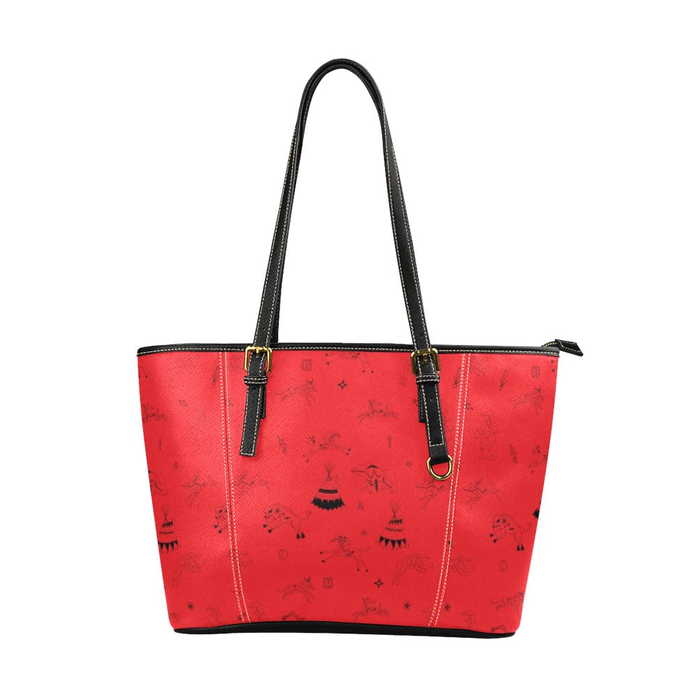 Ledger Dabbles Red Leather Tote Bag/Large