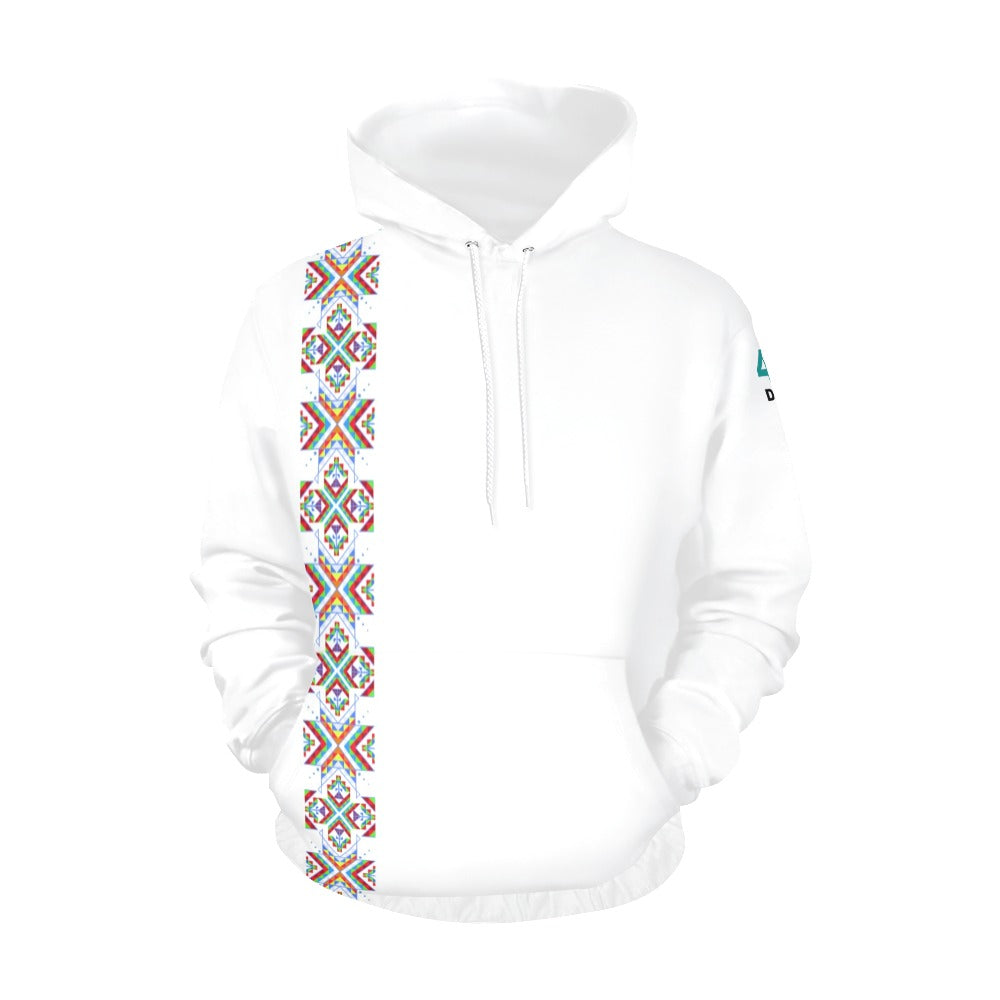 White Blanket Strip on White Hoodie for Men (USA Size)