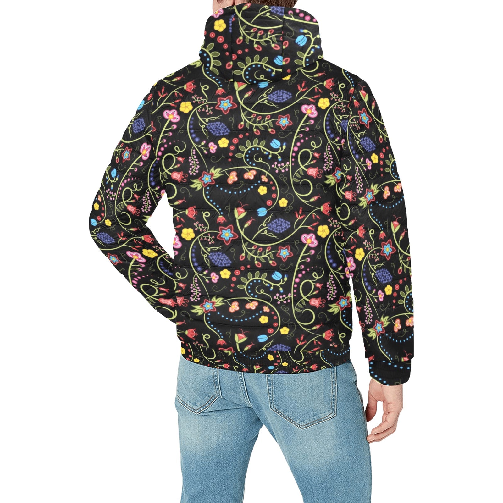 Fresh Fleur Midnight Men's Padded Hooded Jacket