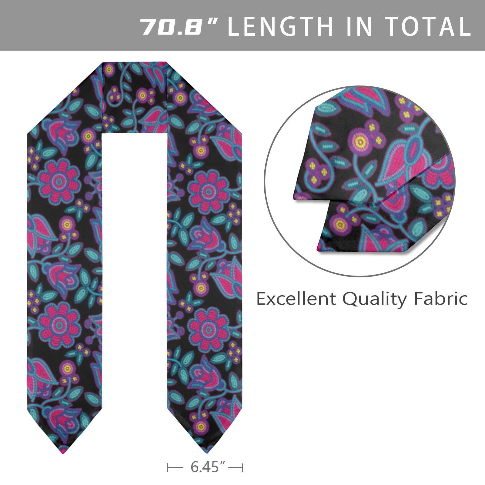 Beaded Nouveau Coal Graduation Stole