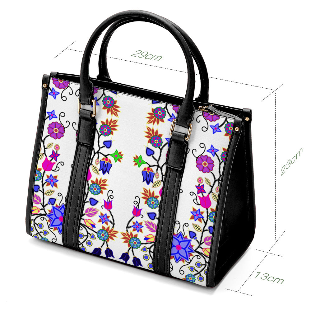 Floral Beadwork Seven Clans White Convertible Hand or Shoulder Bag
