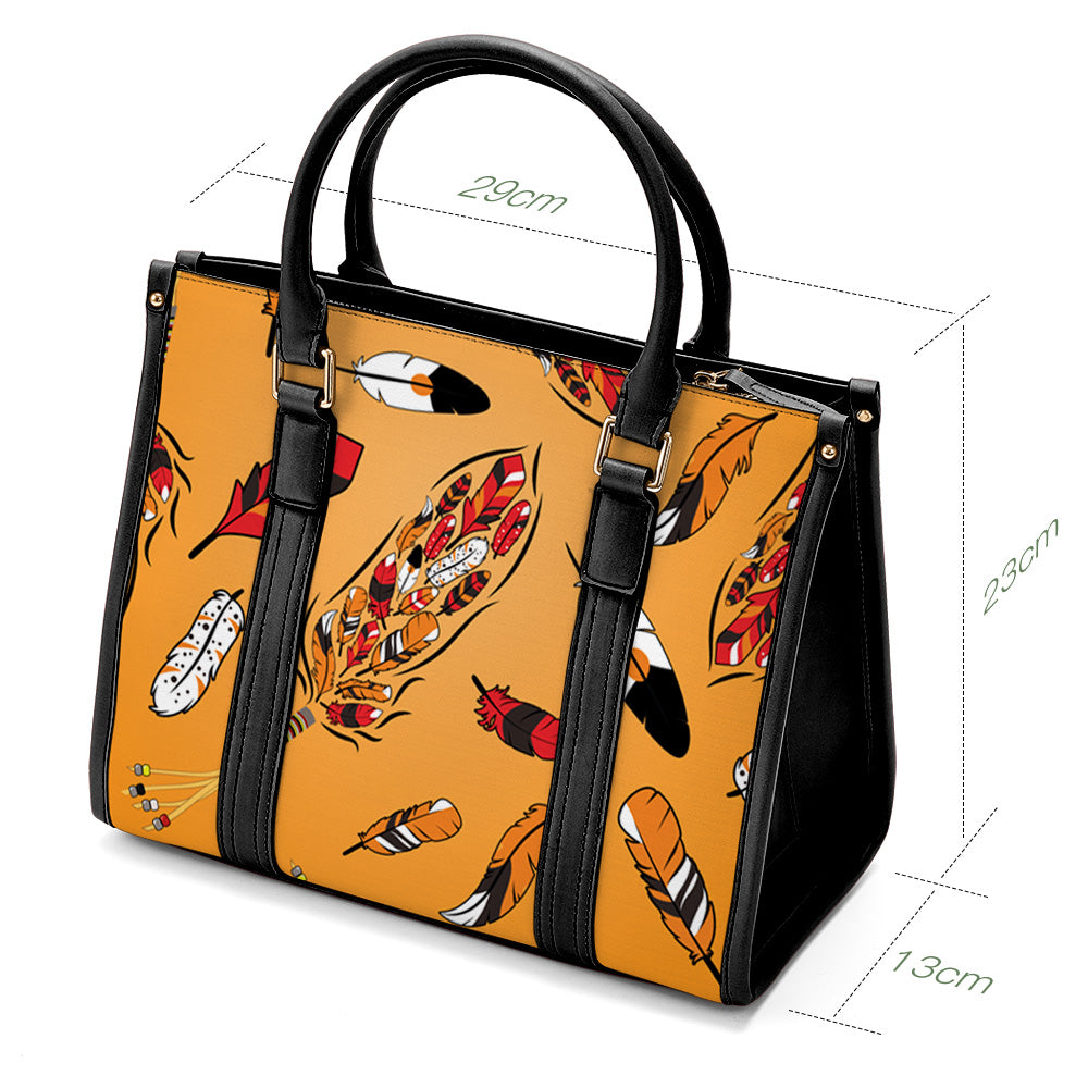 ECM Prayer Feathers Orange Convertible Hand or Shoulder Bag