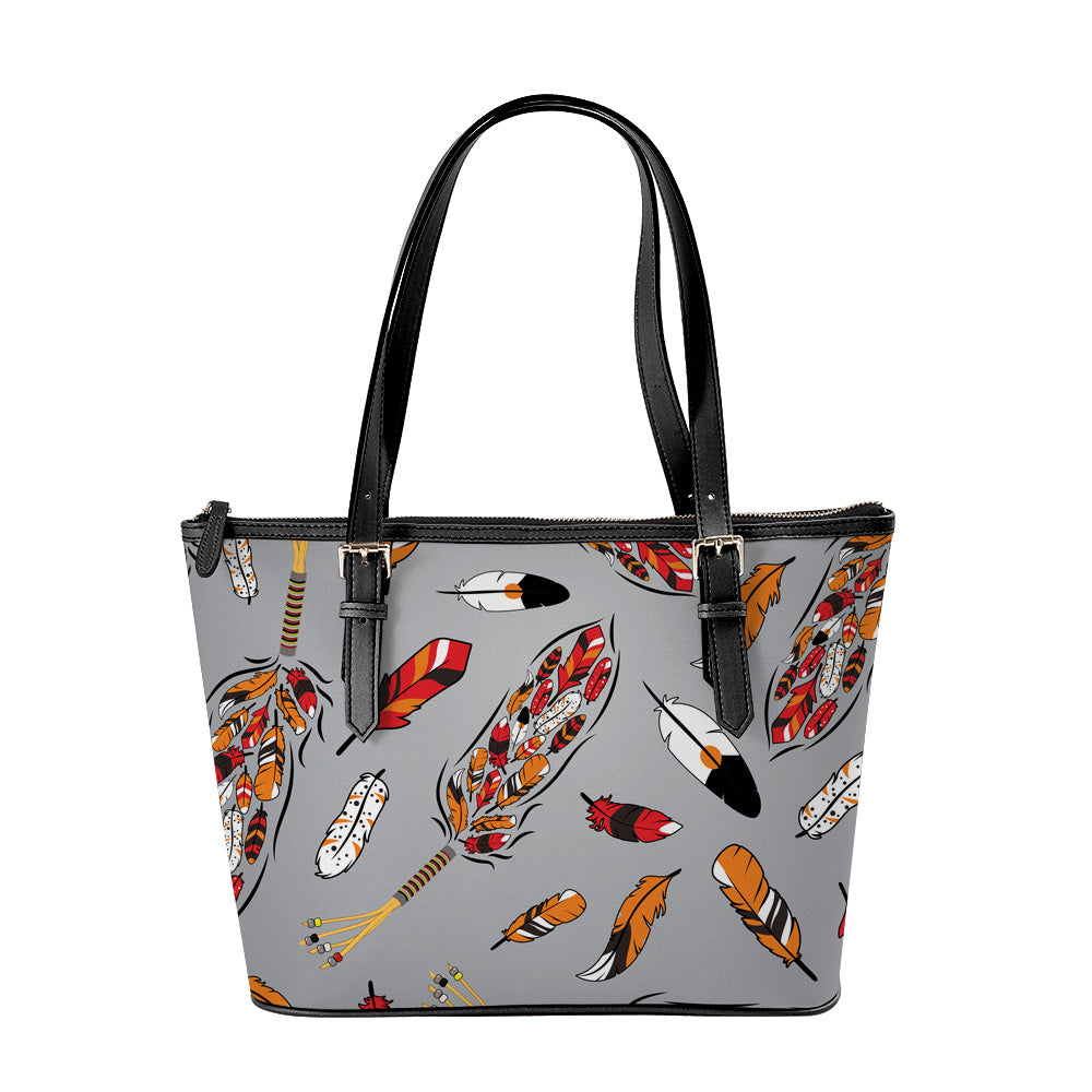 ECM Prayer Feathers Grey Large Tote Shoulder Bag