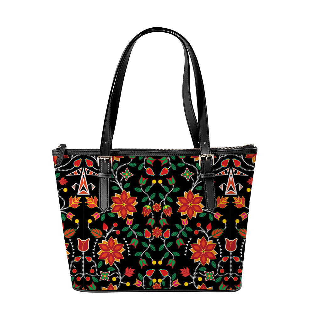 Floral Beadwork Six Bands Large Tote Shoulder Bag