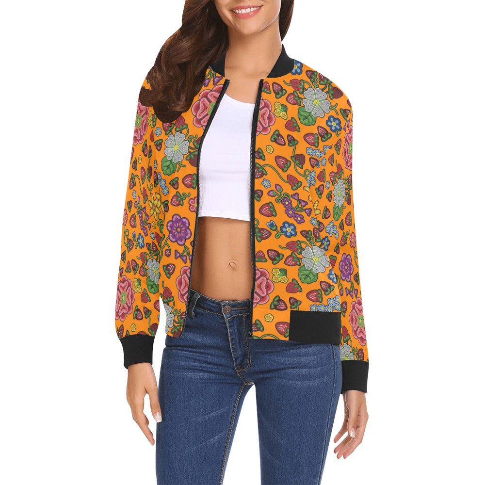 Berry Pop Carrot All Over Print Bomber Jacket for Women