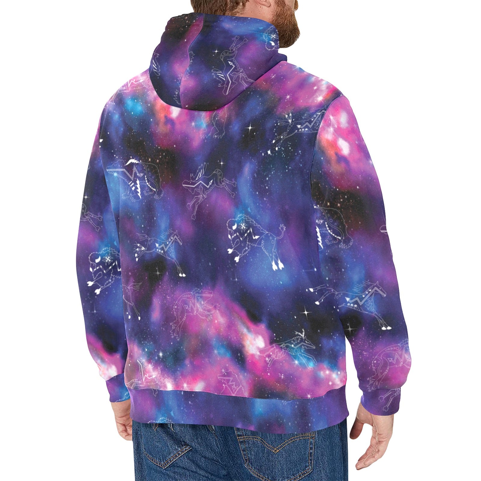 Animal Ancestors 1 Blue and Pink Men's Long Sleeve Fleece Hoodie