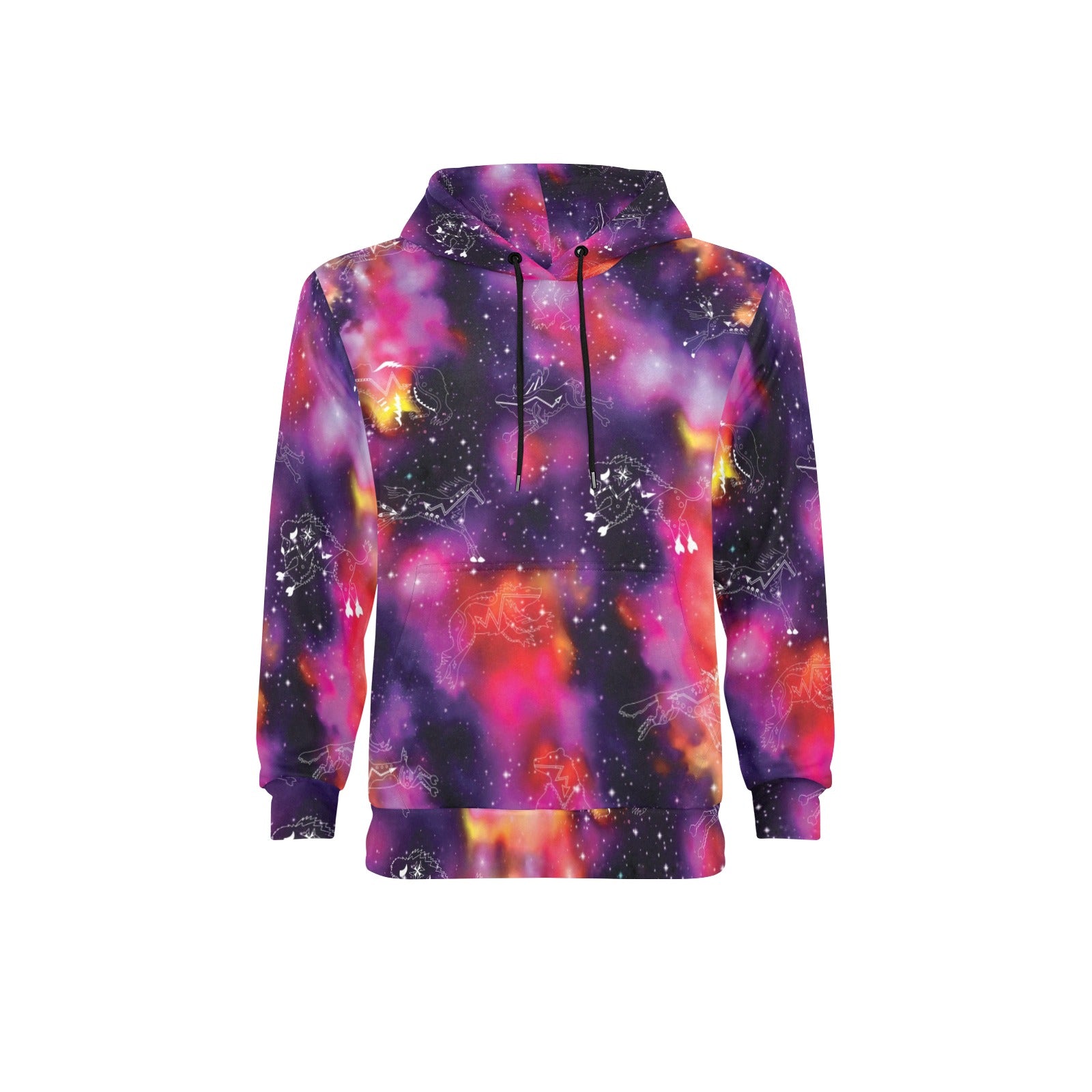 Animal Ancestors 9 Cosmic Swirl Purple and Red Men's Long Sleeve Fleece Hoodie