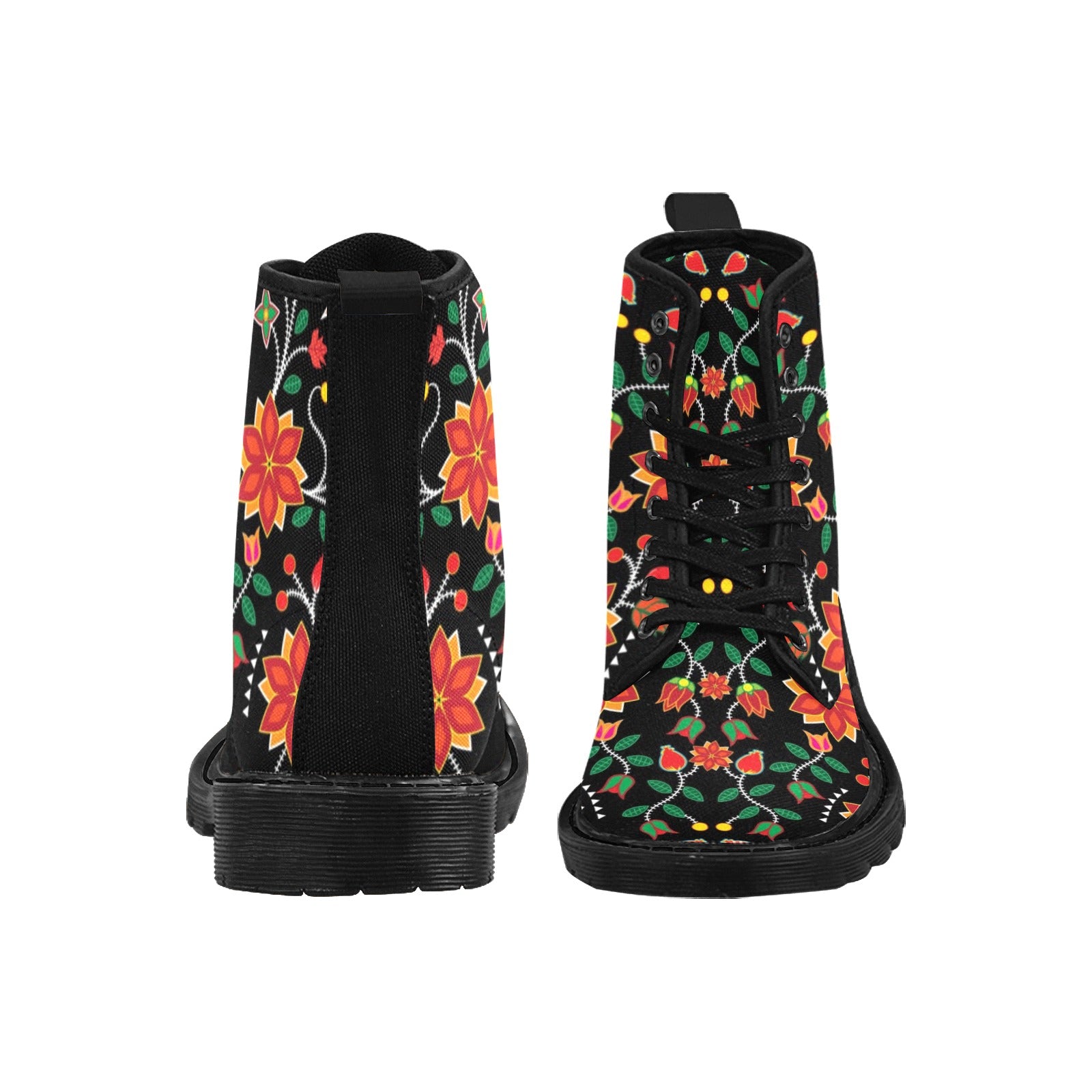 Floral Beadwork Six Bands Boots for Men (Black)