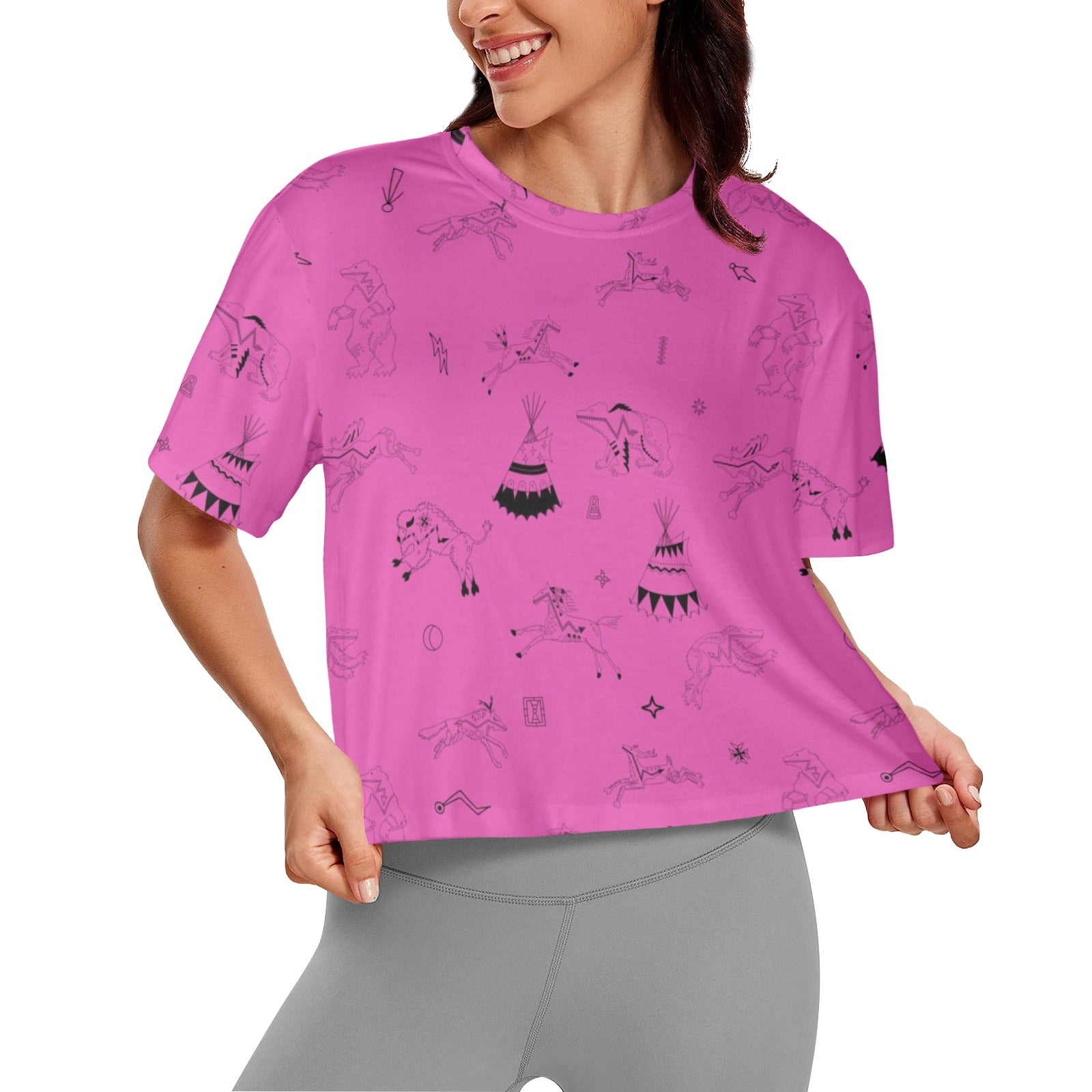 Ledger Dables Magenta Women's Cropped T-shirt