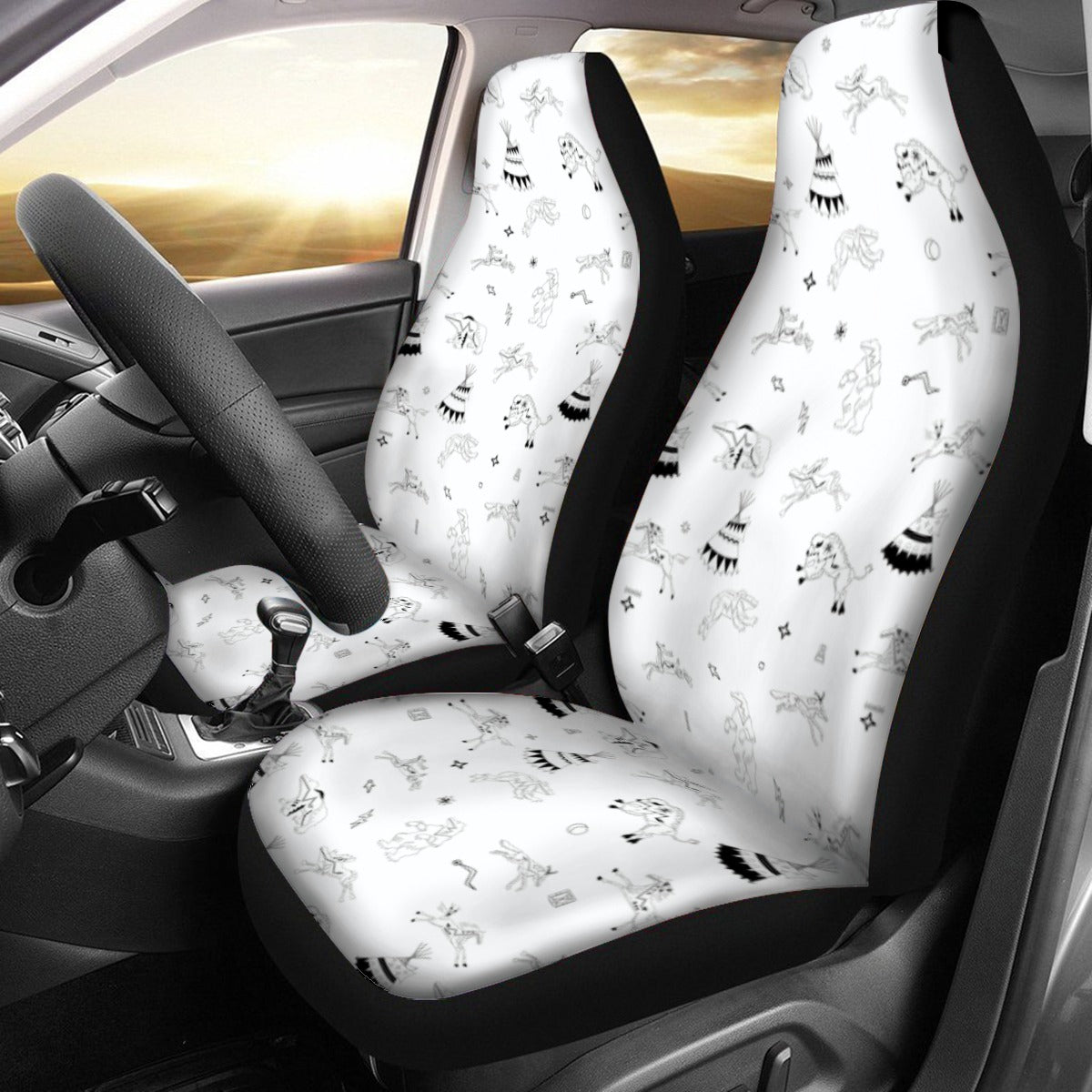 Ledger Dabbles White Universal Car Seat Cover With Thickened Back