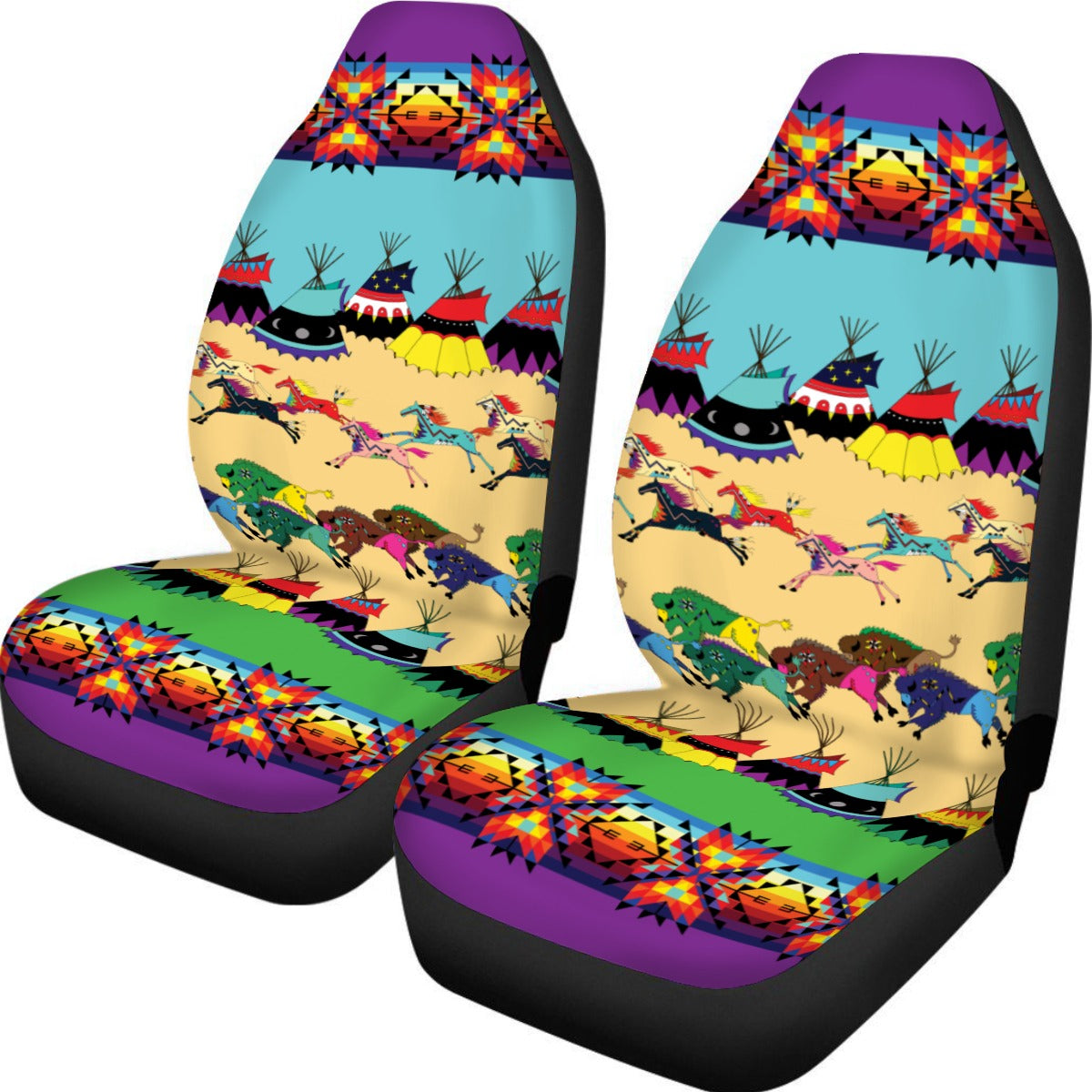 Prairie Bison Universal Car Seat Cover With Thickened Back