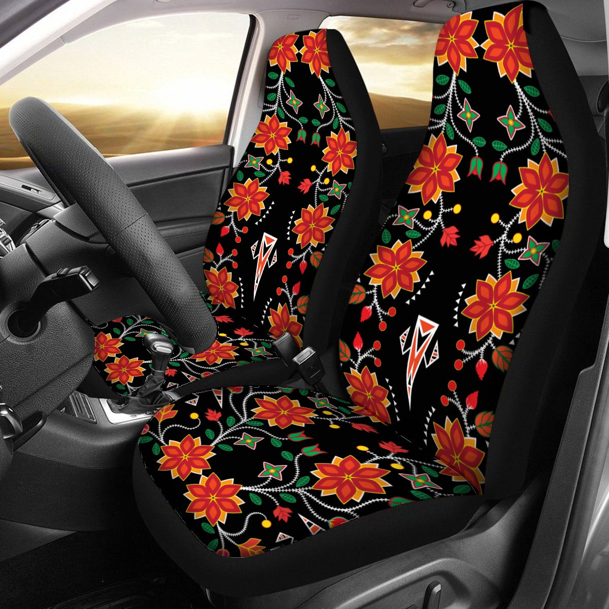 Floral Beadwork Six Bands Universal Car Seat Cover With Thickened Back
