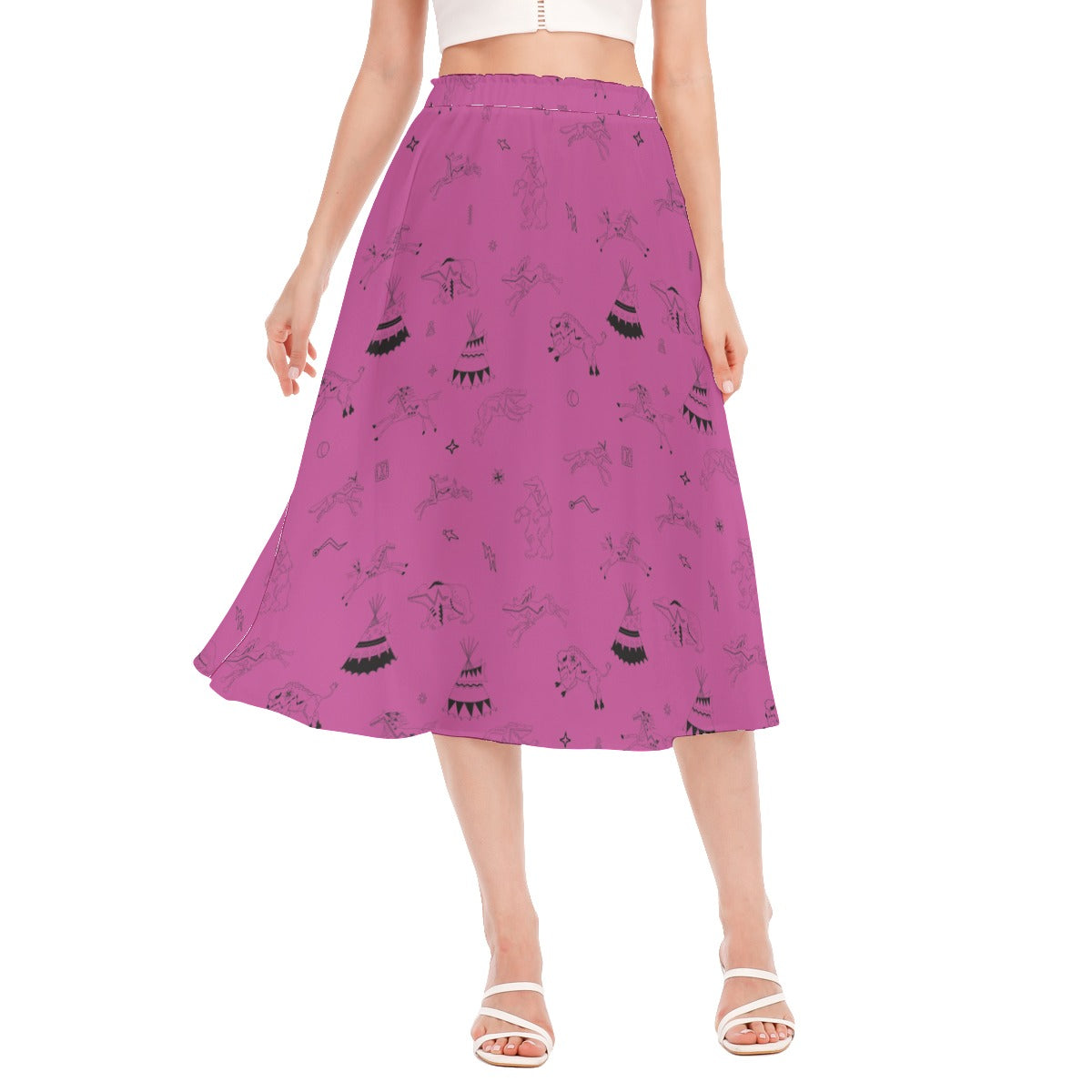 Ledger Dabbles Magenta Women's Long Section Chiffon Skirt