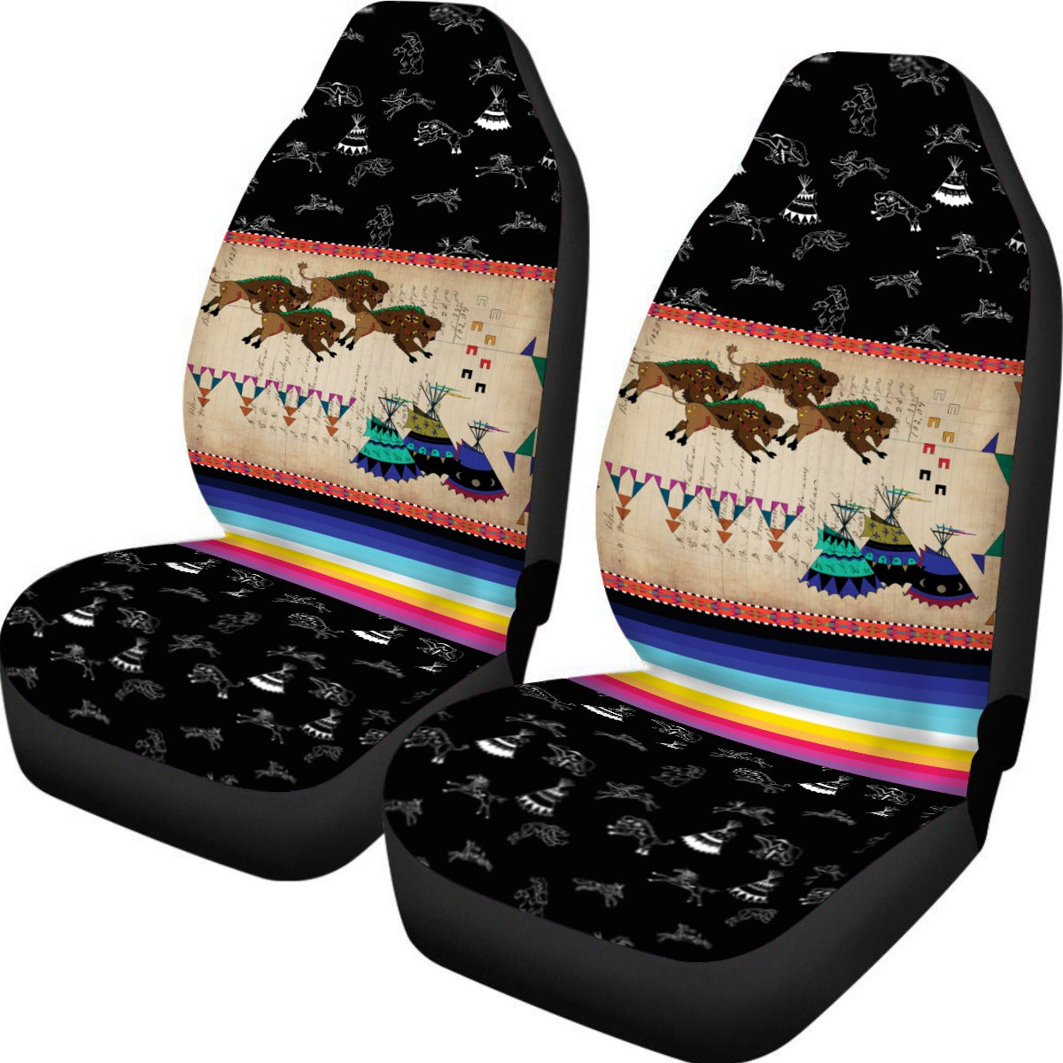 Buffalos Running Black Sky Universal Car Seat Cover With Thickened Back